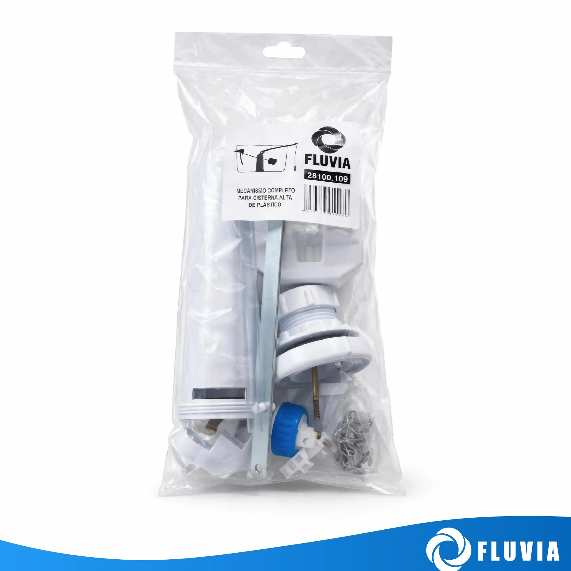 Mecanismo Completo para Cisterna Alta de Plástico, con Grifo Lateral y Descargador Tipo A FLUVIA