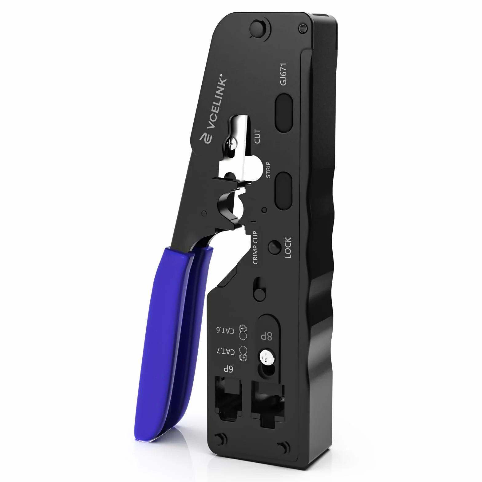 VCELINK GJ671BL Crimpadora RJ45 Pasante Crimpadora Profesional para Conector RJ45,RJ12,RJ11