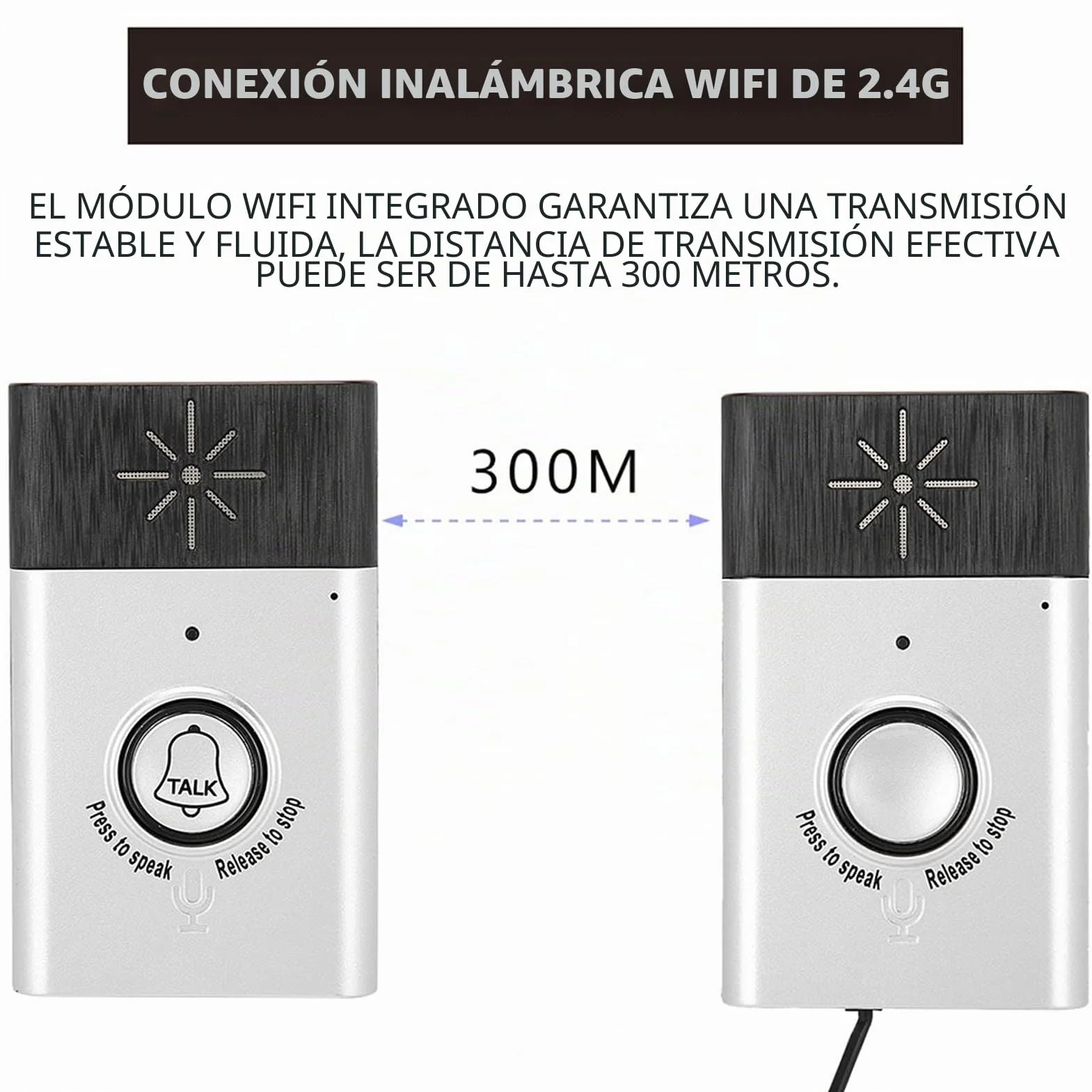 Timbre de Puerta, con Altavoz de micrófono de Alta sensibilidad Incorporado, de intercomunicador de Timbre inalámbrico, Mini Voz portátil de 2,4 GHz