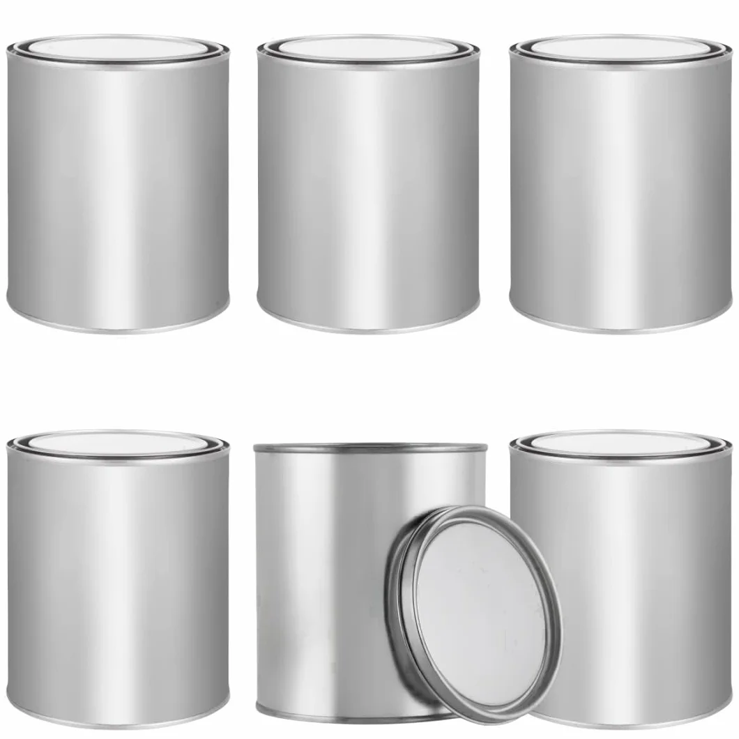 MEETOZ 6 latas de pintura vacías de 1 litro con tapas, latas de pintura vacías sin forro con tapas, para artes y manualidades, proyectos de bricolaje, pintura, artes y manualidades