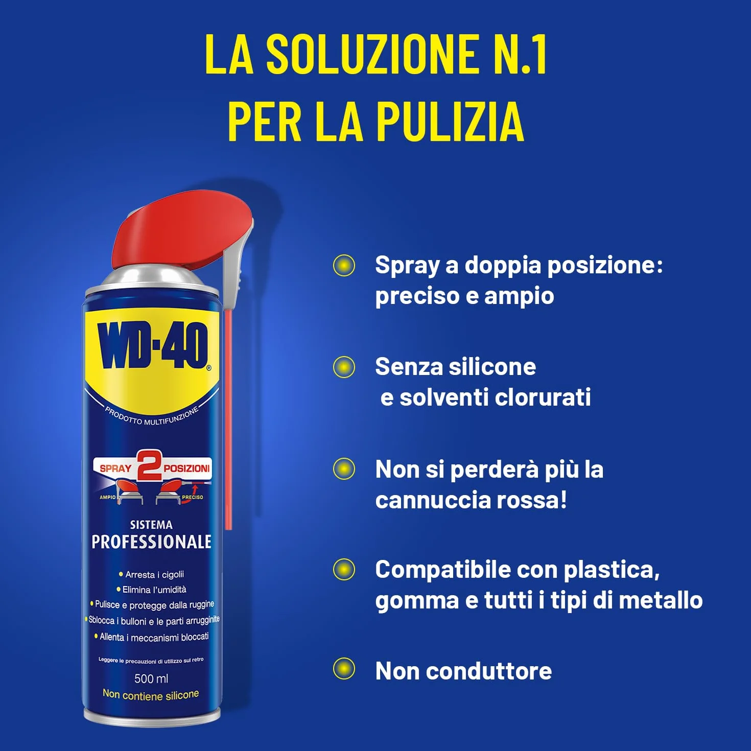 WD-40 Producto multifunción – Lubricante en spray con sistema profesional de doble posición, 500 ml, 6 unidades