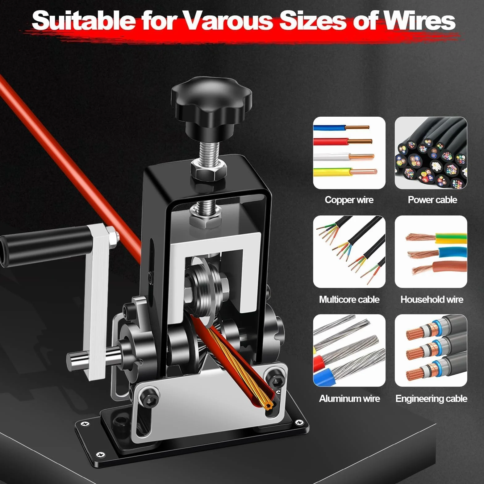 Maquina Pelacables Cobre Automático Manual, 1-25 mm Pela Cables de Electricidad, Cable de Diámetro con Manivela, Maquina de Pelar Profesional