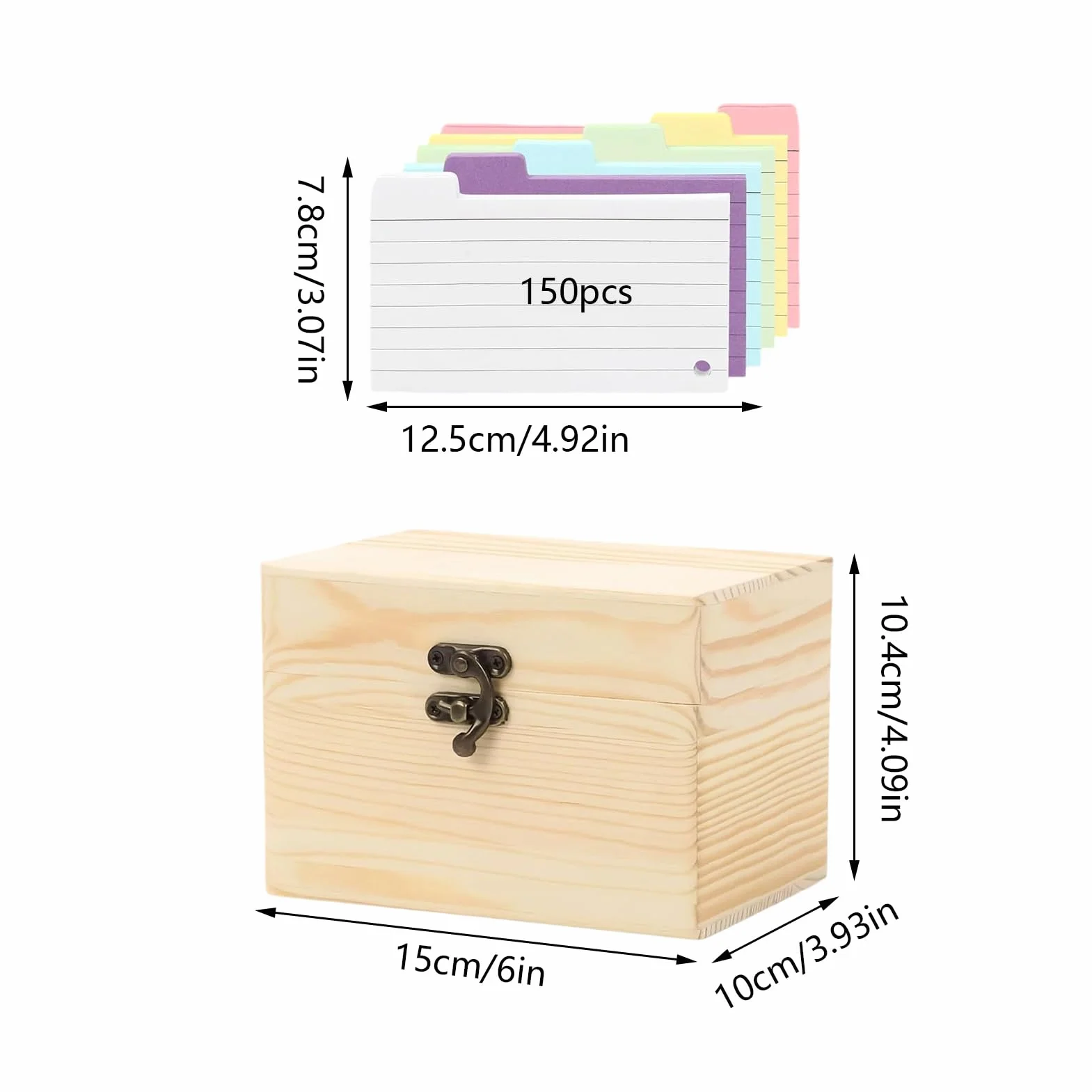 Index Card Box Wood 15x10x10.5cm Organizador De Negocios Caja De Almacenamiento Rústica