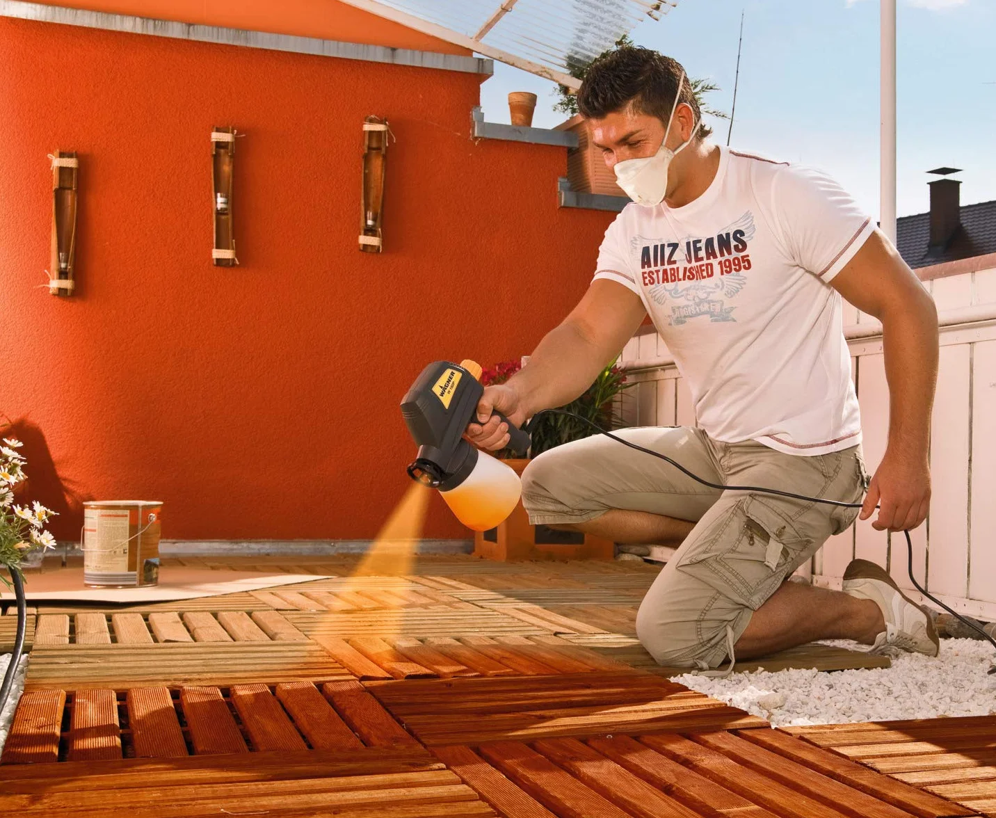 WAGNER Pulverizador de pintura W 180 P para pinturas a base de disolvente y solubles en agua para interiores y exteriores, depósito 600 ml, 10 m²-15 min, 70 W