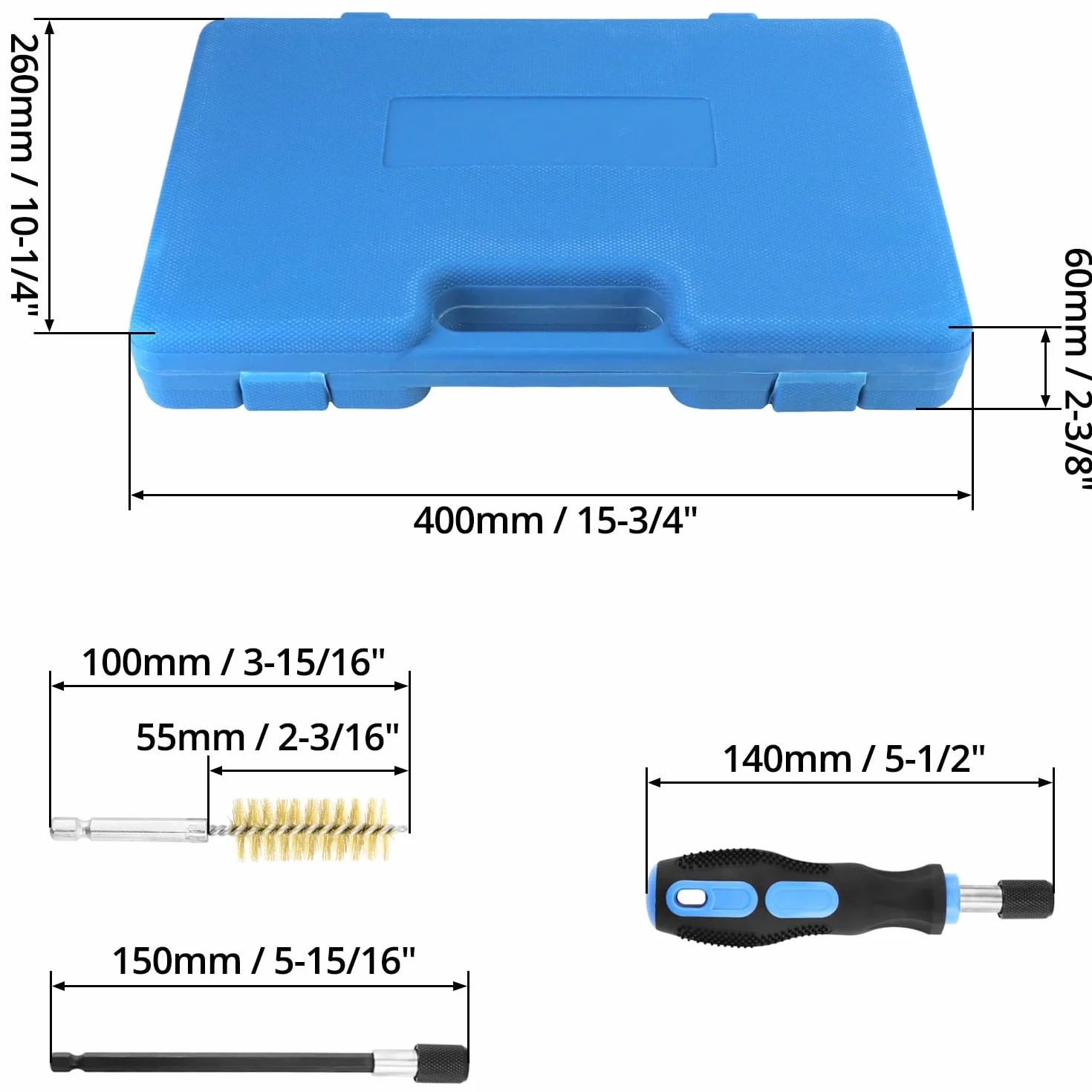 QWORK® 38 uds. Juego de cepillos redondos de nailon/acero inoxidable/latón, cepillos limpiapipas limpia-inyectores Ø8-19 mm con extensión de 150 mm para limpieza y desbarbado