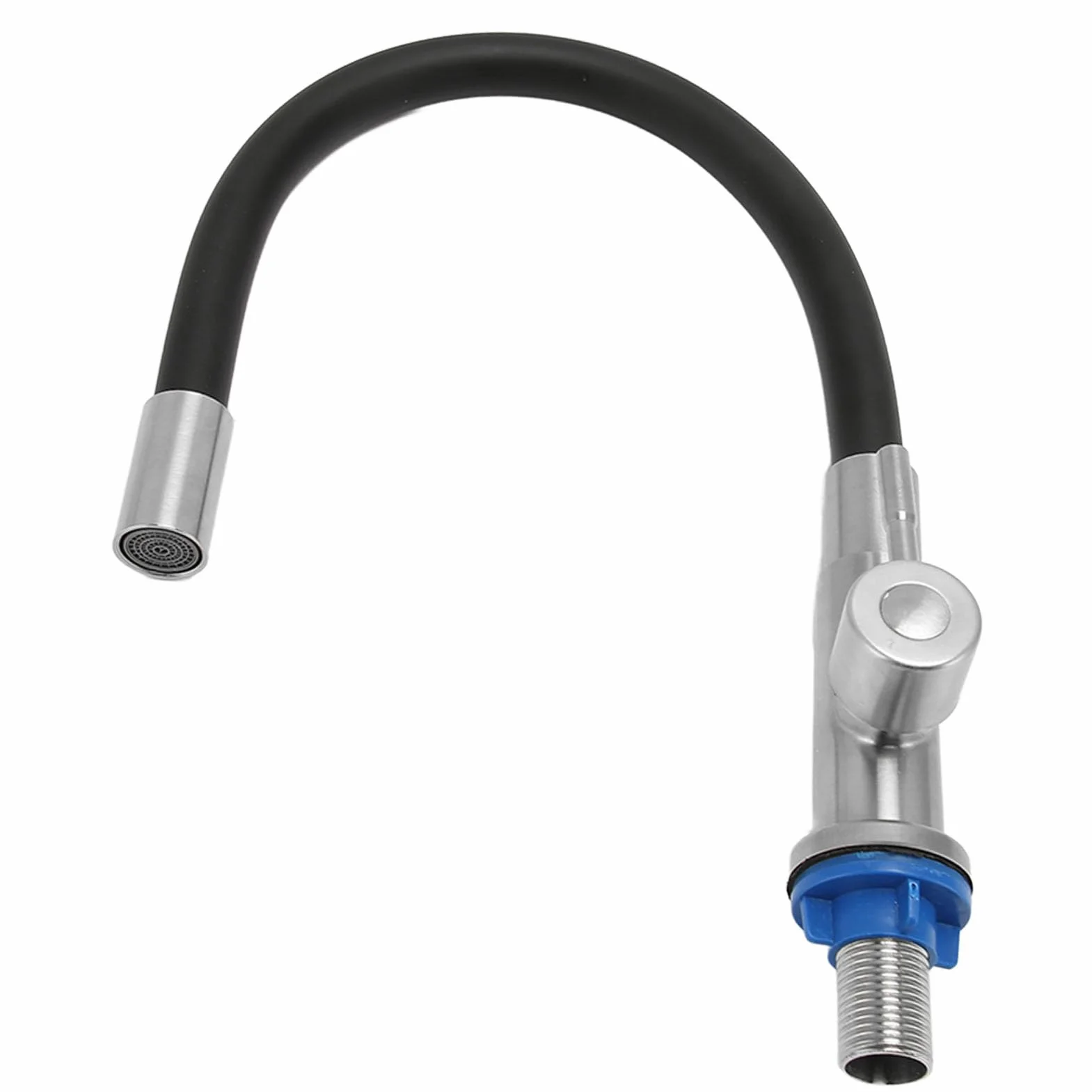 aqxreight Cuenca de Acero Inoxidable único Grifo Flexible Giratoria Fregadero de Cocina Agua Fría con Silicona para Cuencas de Lavado Universales