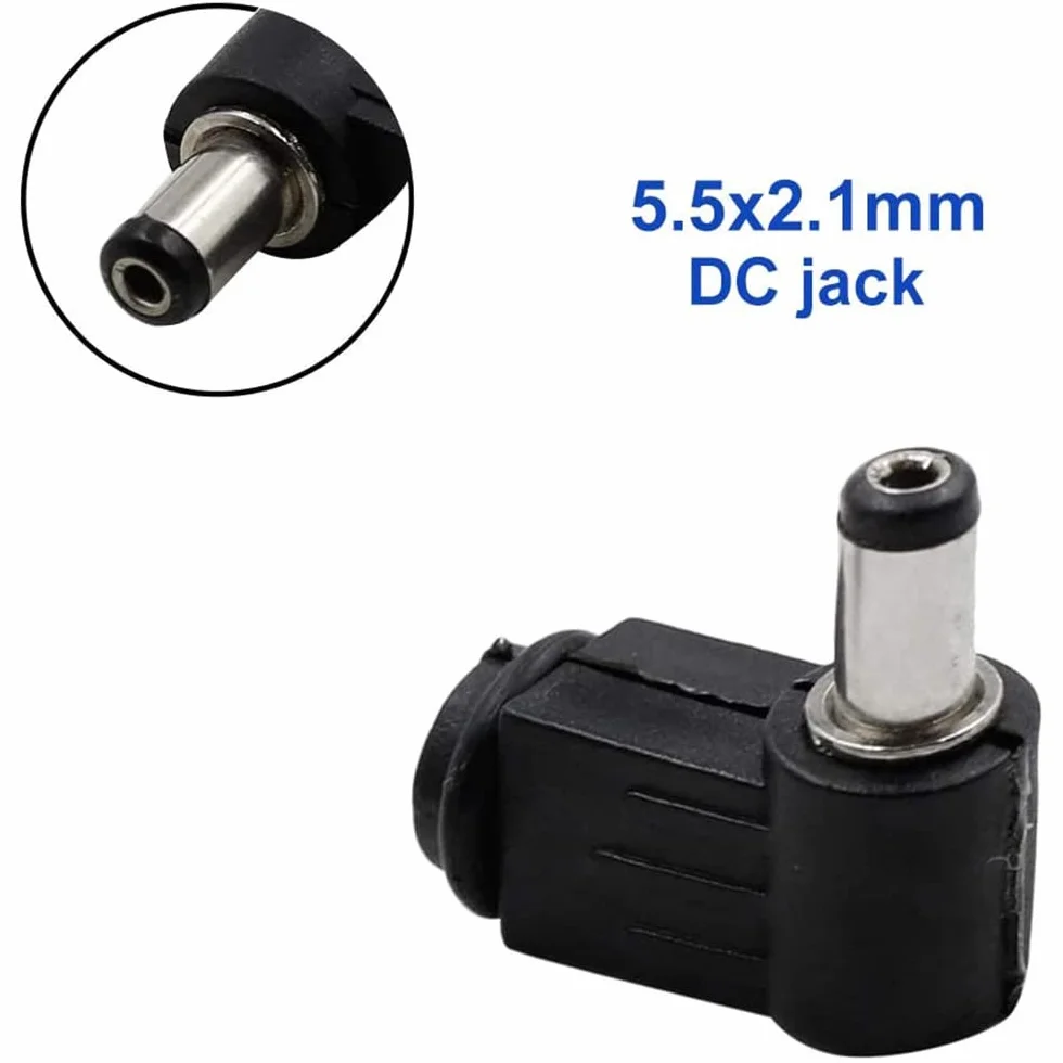 10 Piezas 90 Grados Ángulo Recto 2,5X5,5mm 2,5mm Cable de Alimentación Cc Enchufe Macho Conector Adaptador de Punta de Cable de Soldadura, 5525
