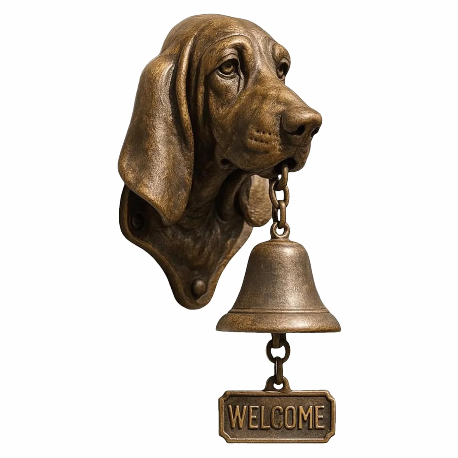 Campana colgante para puerta, timbre de bienvenida para perros, campana de resina vintage, decoración de pared