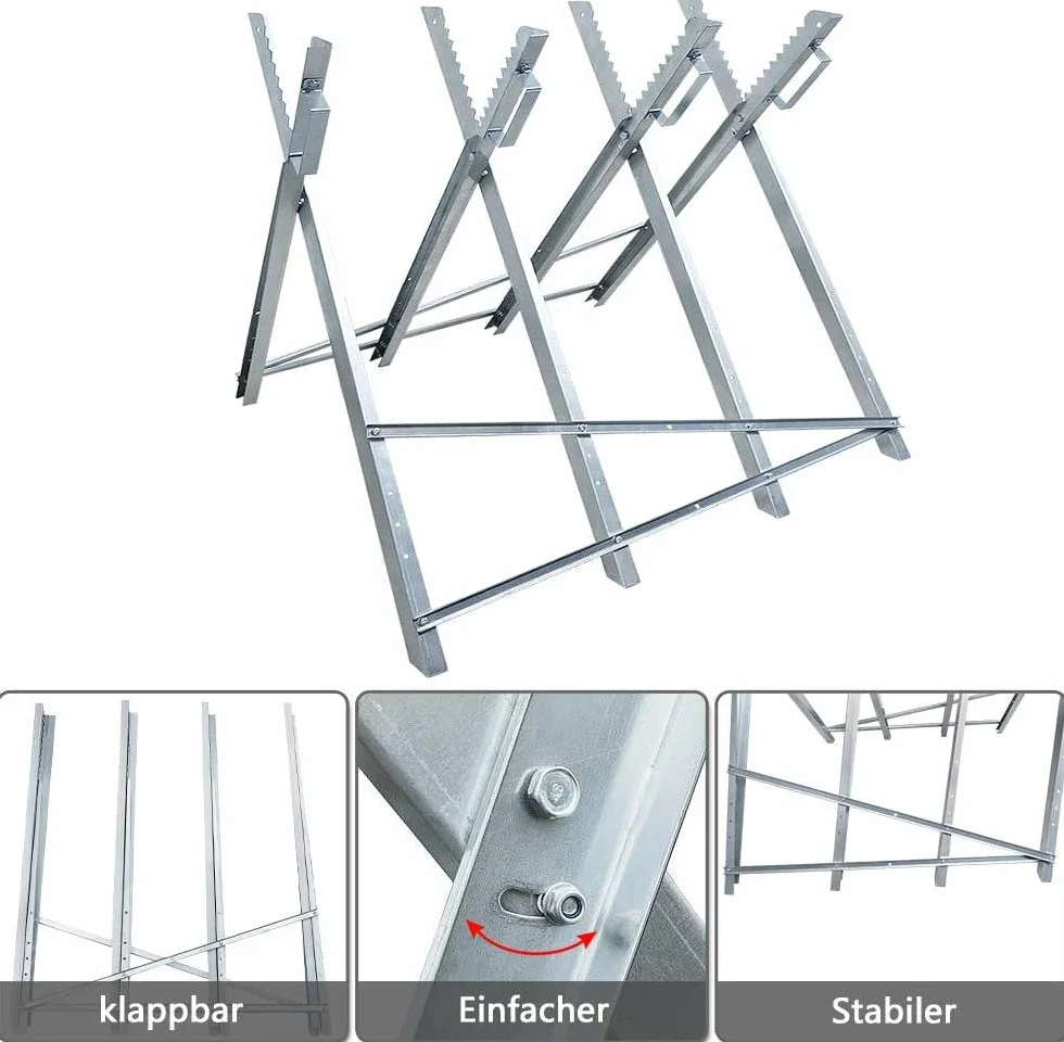 Caballete para Cortar Madera, Capacidad de 150 kg, Plegable de Metal, Dimensiones de 82 x 80,5 x 79 cm (Plata)