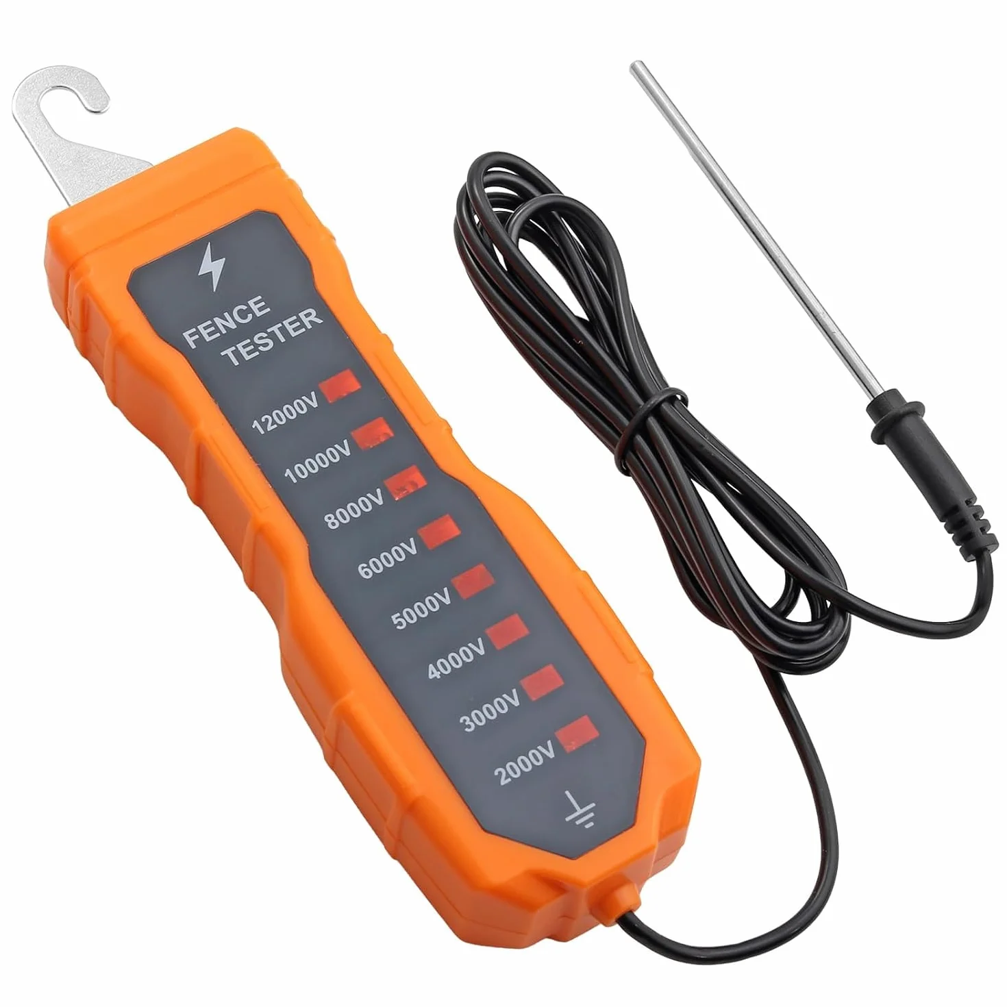 Neoteck Probador de Voltaje de Cerca Eléctrica 12KV 2000-12000V Medidor de Voltaje de Cerca de Neón con 8 Luces Indicadoras para Diagnosticar Fallos en Cercas de Ranchos y Granjas