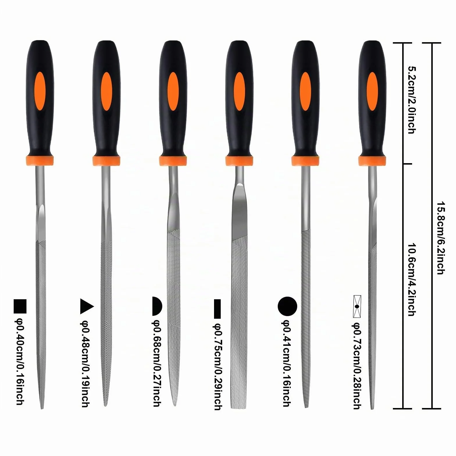 Preciva Juego de limas multiusos en acero con alto contenido de carbono, 6 piezas