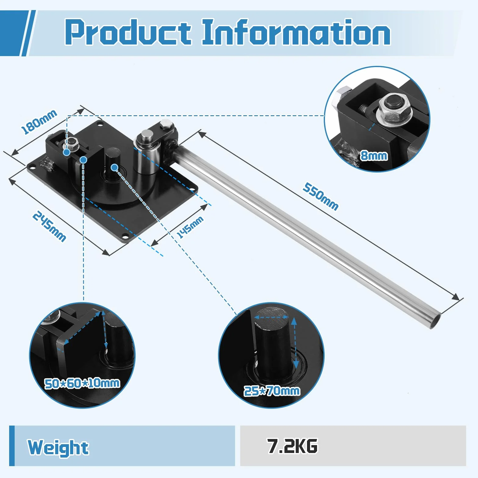 MXBAOHENG Dobladora Manual de Barra de Acero de 1-16 mm Doble Partición Dobladora Hierro Herramientas de Barra de Refuerzo de Mano de Metal para refuerzo de acero redondo, hierro plano y otros metales