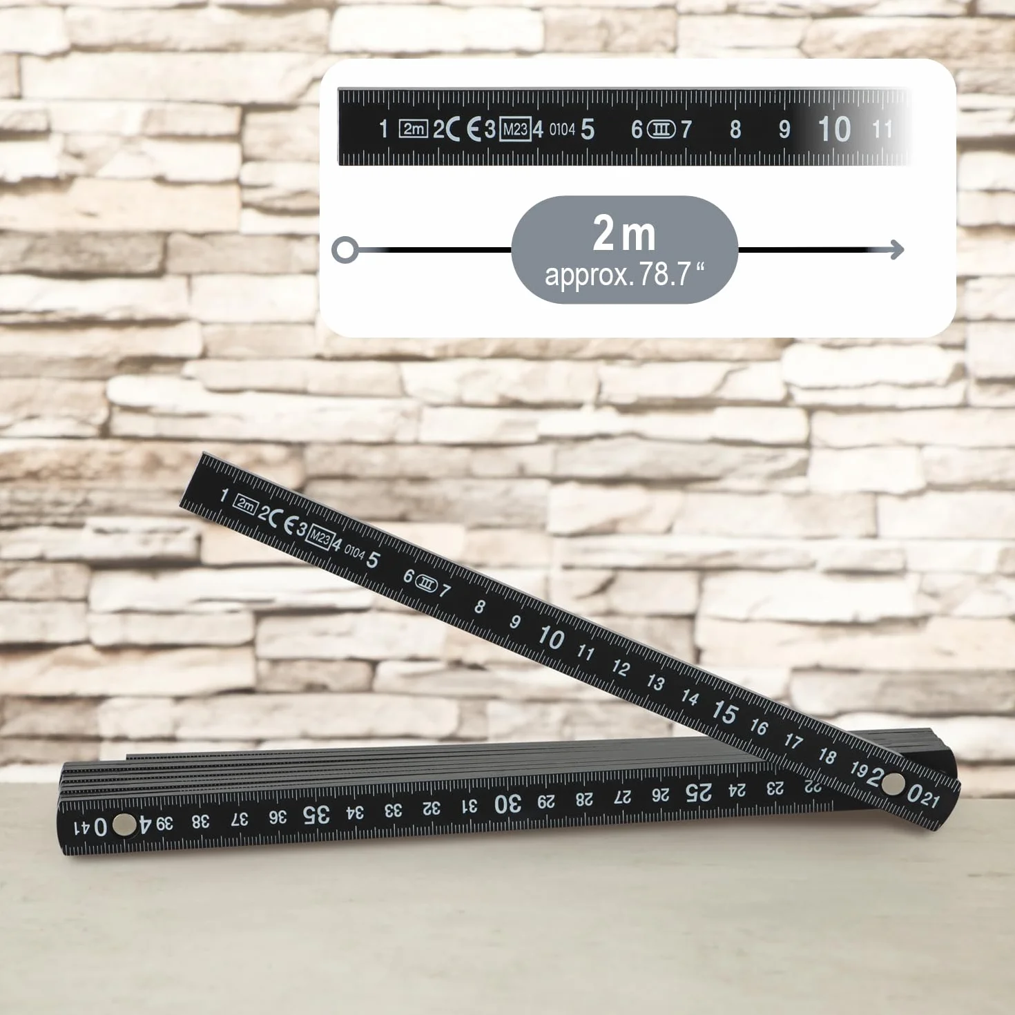 com-four® 10x metro plegable de plástico, regla de 2 metros con escala en centímetros, herramienta para taller y construcción (10x blanco y negro - 2 metros)