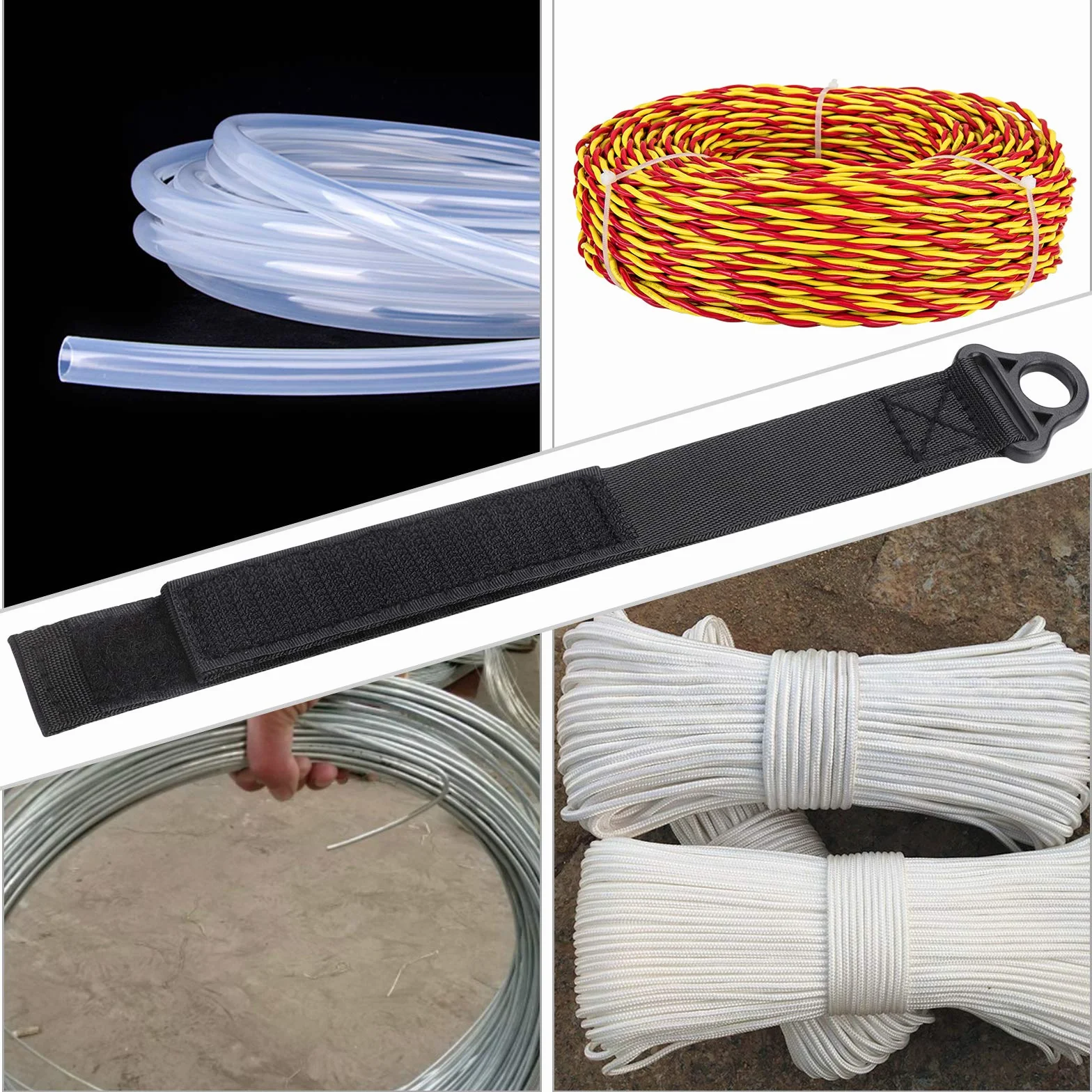 Paquete de 6 correas de almacenamiento resistentes y 6 mosquetones (39 cm x 2,6 cm), correa de gancho y bucle para cables, cuerdas de manguera en garaje y organización de embarcaciones