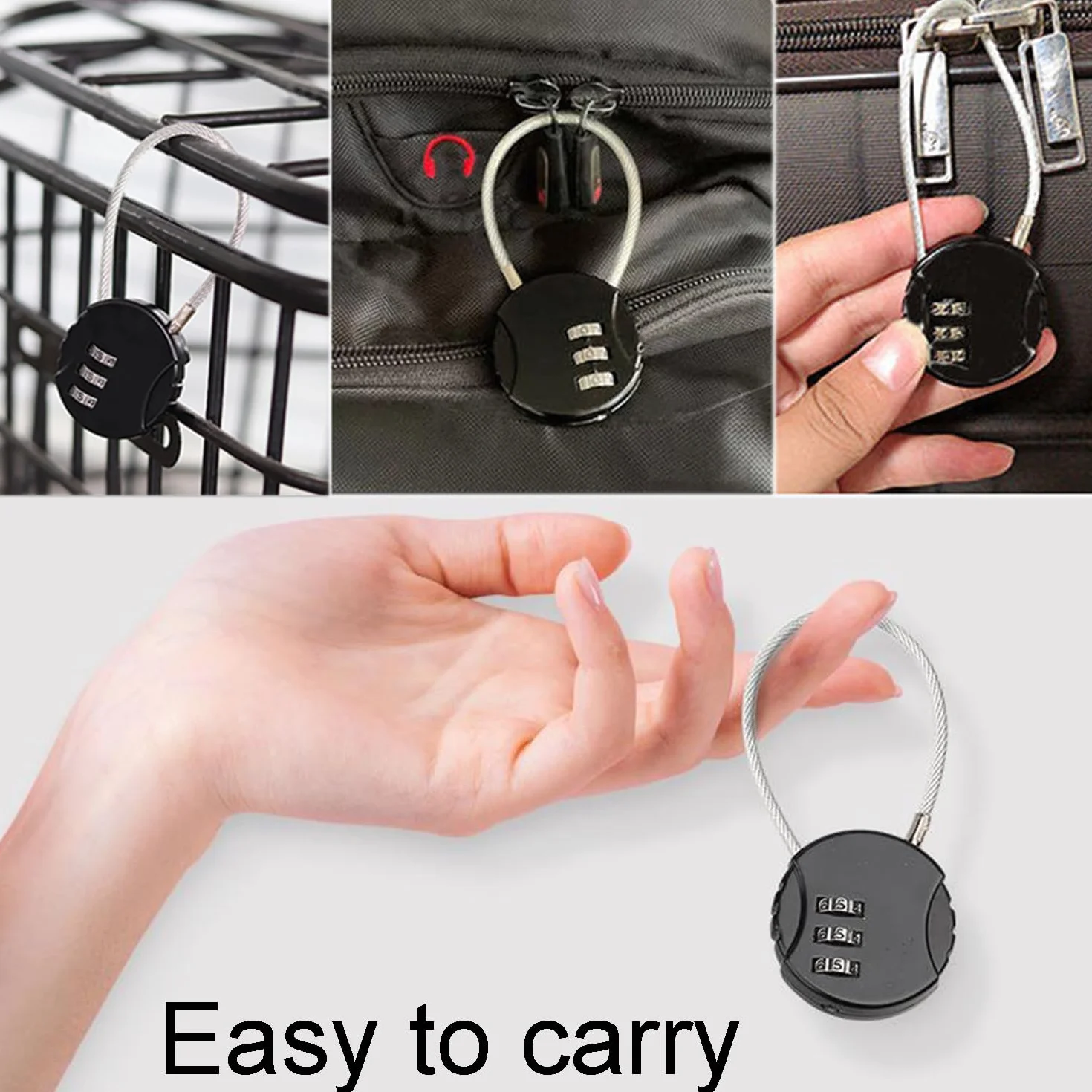 4 Piezas Candado de Combinación de 3 Dígitos, Candados de Seguridad de Cable Acero Flexible para Taquilla, Gimnasio, Maleta Viaje, Equipaje (4 Colores)