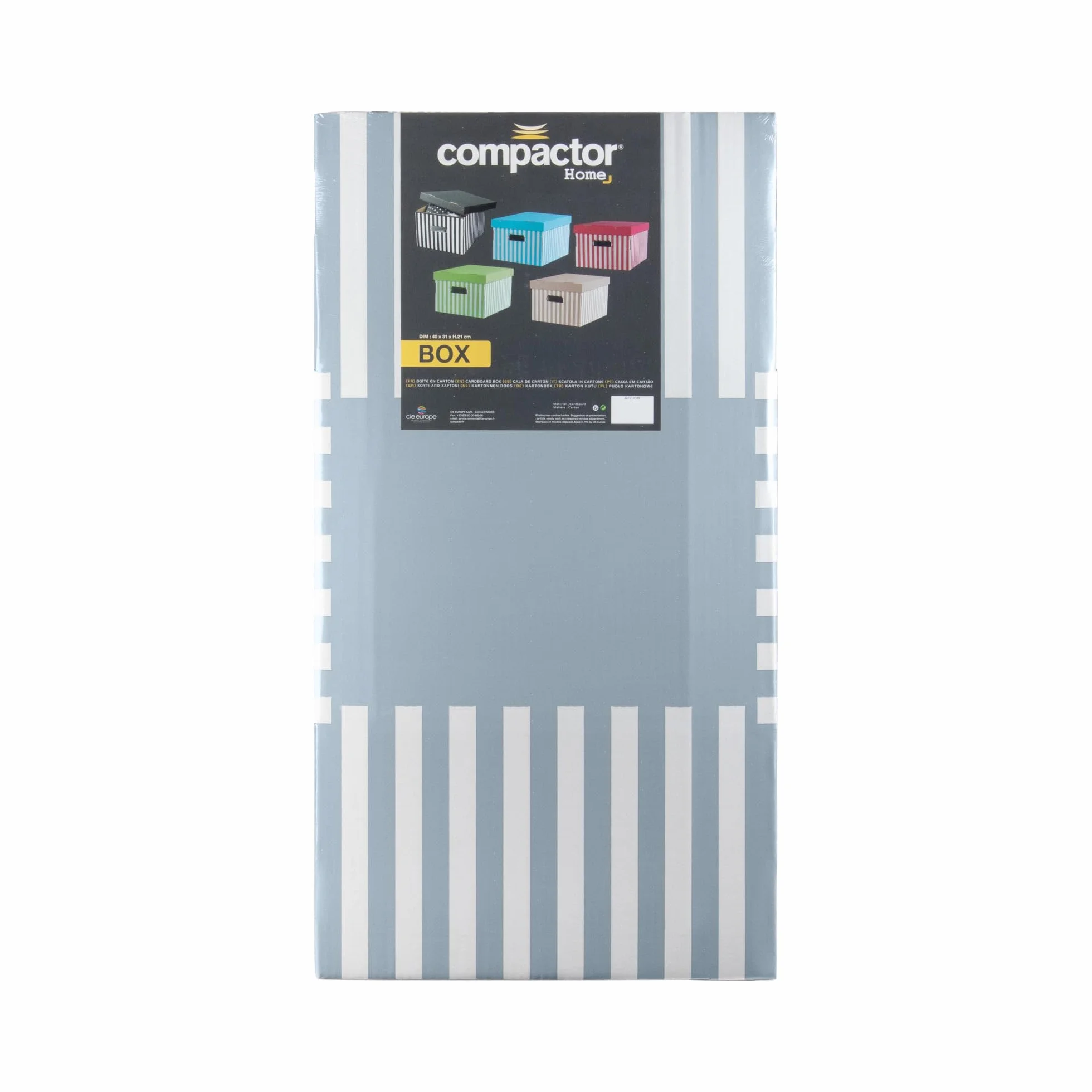 Compactor Set de 2 Cajas de Cartón para Camisas MARINIERE, Tamaño M, 40x31x21 cm, Color Azul, Fibra de Bambú -