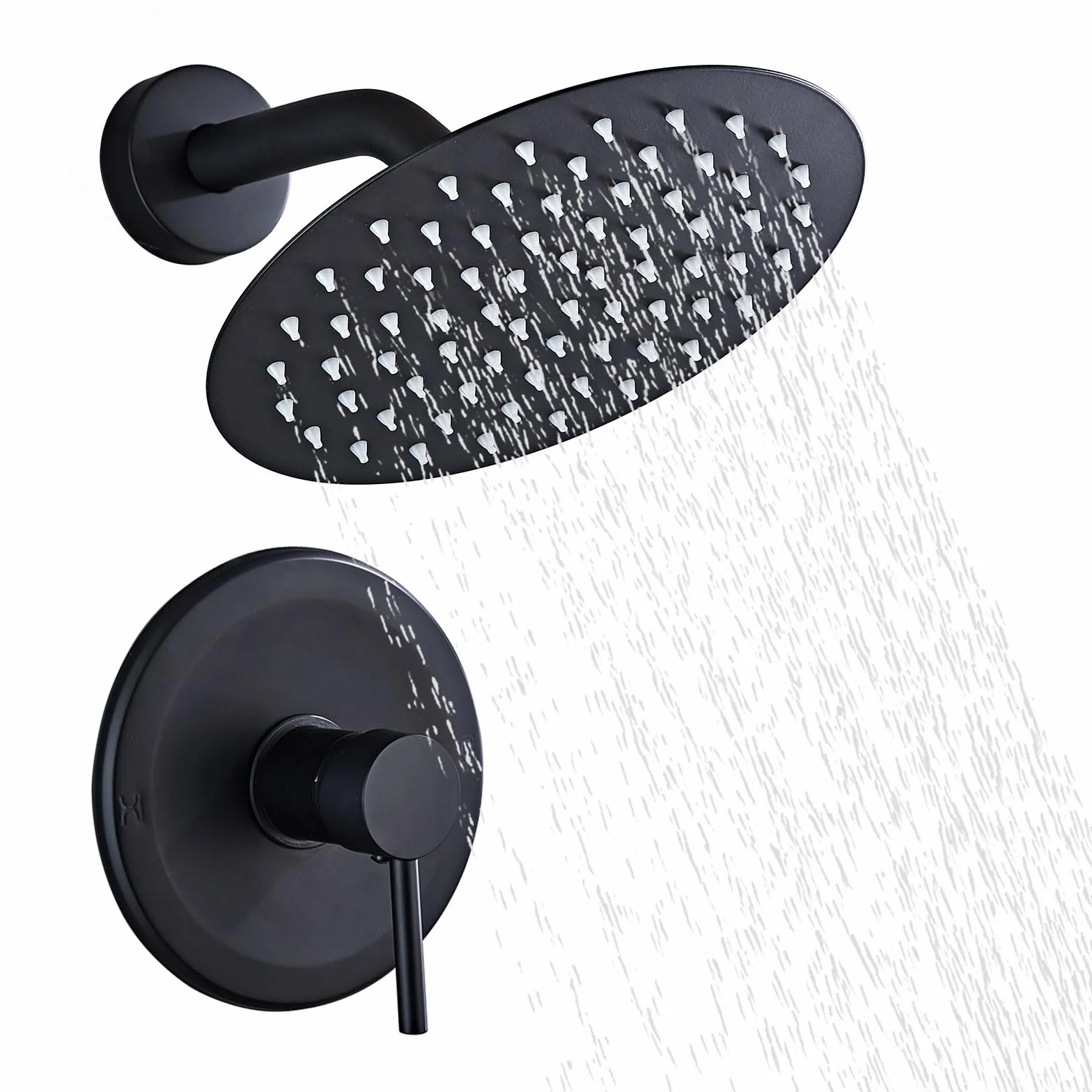 Grifo Ducha Empotrado Negro 20cm Ducha de Lluvia con Alcachofa