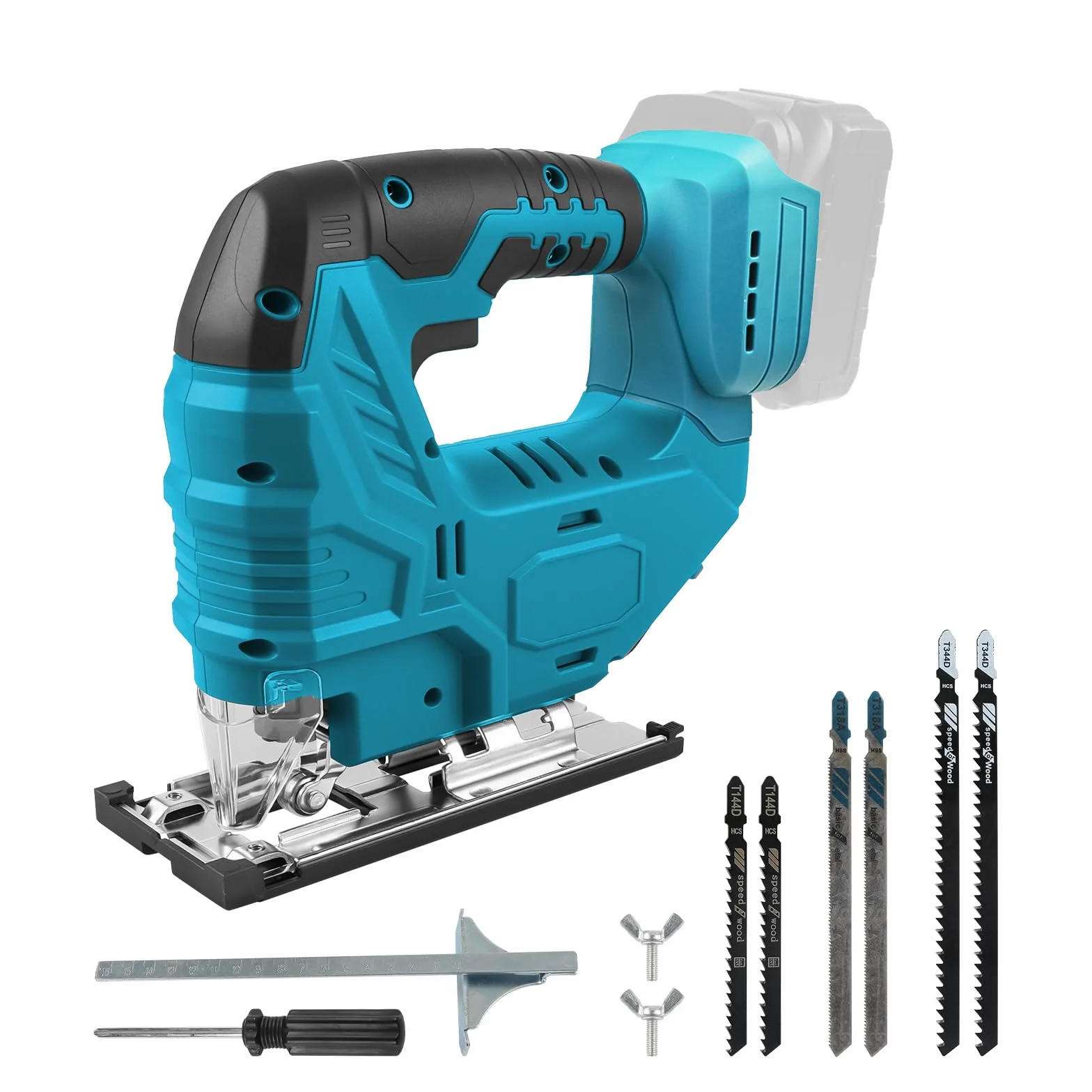 Sierra de calar con batería Makita de 18 V, 800 W, 2700 RPM, herramienta de corte sin escobillas, corte biselado de 45°, 4 acciones orbitales, con hojas de sierra de calar para rectas/curvas