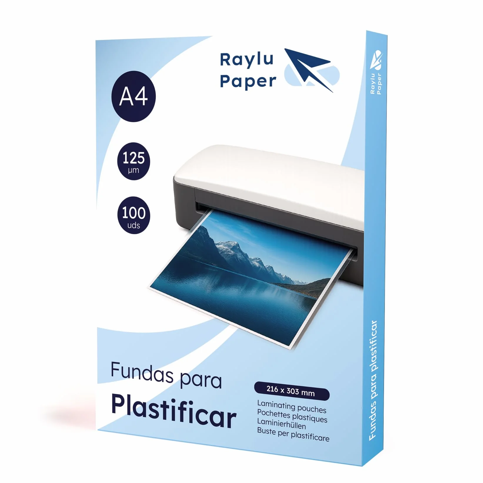 RAYLU fundas plastificar A4 125 micras transparentes brillante pack 100