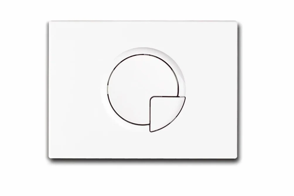 Juego completo de inodoro con asiento sin bordes, elemento de pared empotrable, cisterna de cerámica, color blanco/negro + placa pulsador (SD 1, blanco)