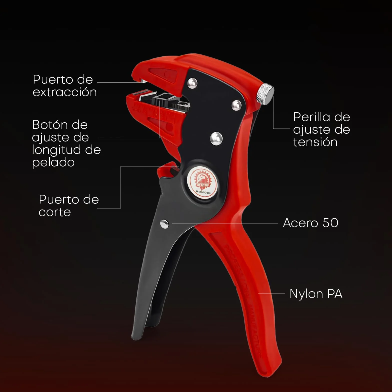 Samos® Pelacables Automático Profesional 0,2–6mm², Pelador de Cables Eléctricos Multifunción 2 en 1, Wire Stripper Preciso para Electricista, Herramienta Corte y Pelado Cable