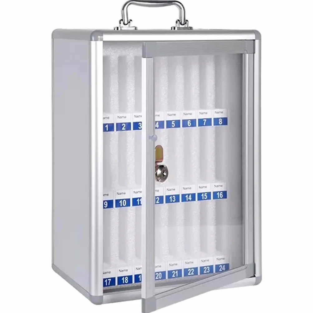 Gabinete De Almacenamiento para Teléfonos Móviles Aleación Aluminio Taquillas con Cerradura 24 Compartimentos Plateadas