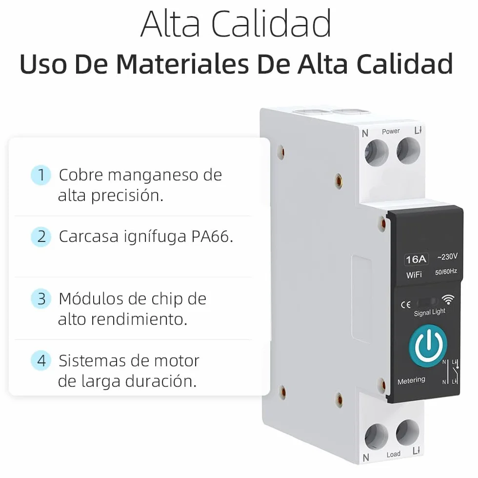Interruptor Medidor Energia - WIFI Inteligente Interruptor - Control Remoto de Teléfono Móvil Inalámbrico y Función de 3 Modos de Sincronización- Compatible con Alexa, Google Home, TUYA App - 63A