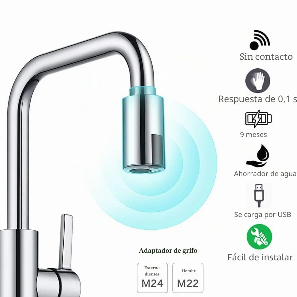Grifo de lavabo de baño sin contacto con sensor automático, adaptador de sensor infrarrojo inteligente sensible, grifo mezclador