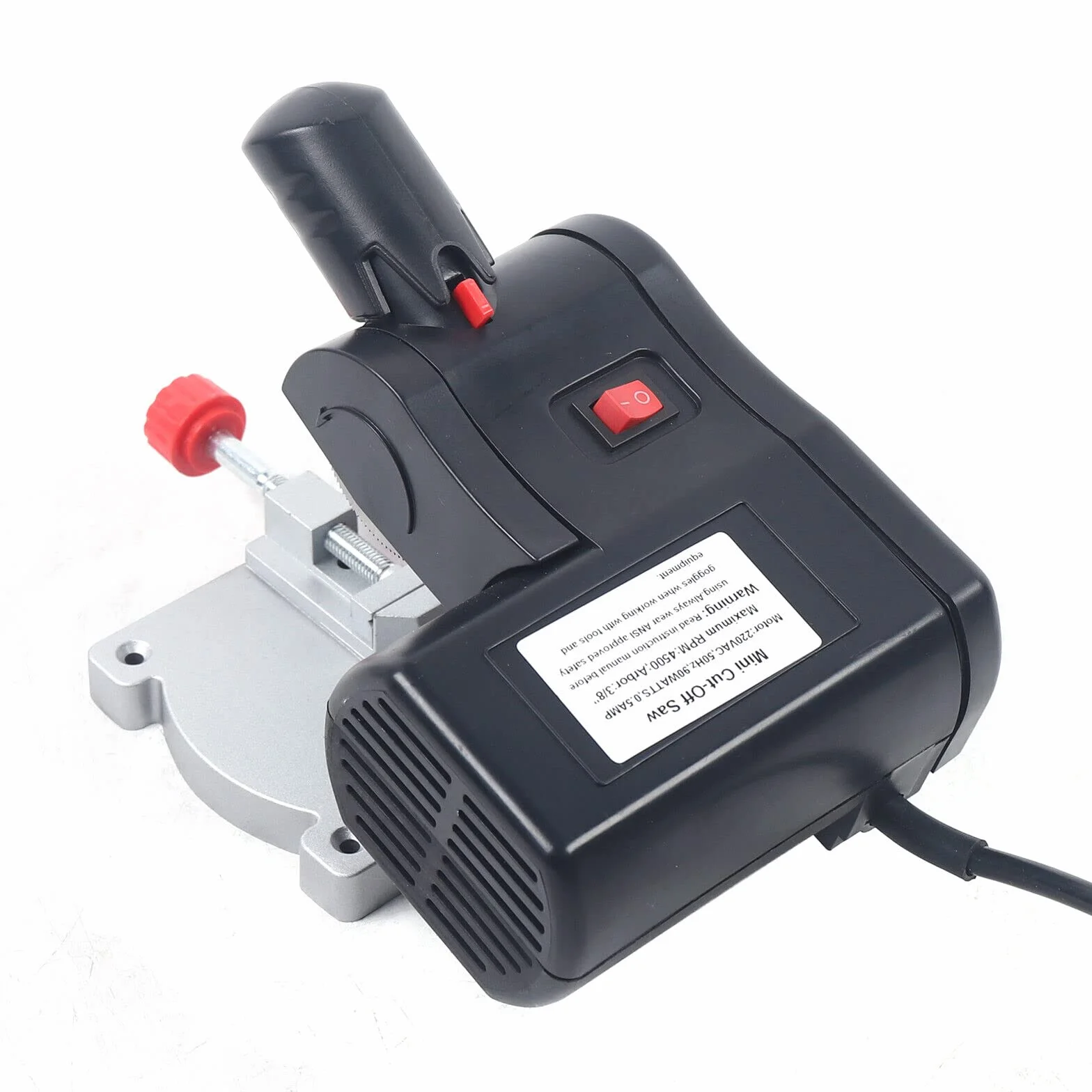 Mini Sierra de Inglete Eléctrica - 4500 Rev/Min, 45 Grados, Soporte Ajustable - Corte de Madera y Metal Hasta 12 mm de Grosor - Hoja de Acero