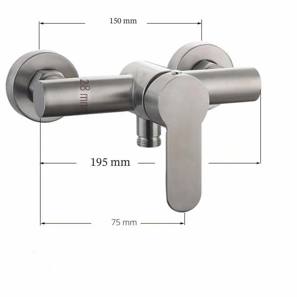Grifo de ducha de acero inoxidable montado en la pared, mezclador de ducha, control manual, interruptor de válvula de fontanería, grifo de baño para agua fría y caliente
