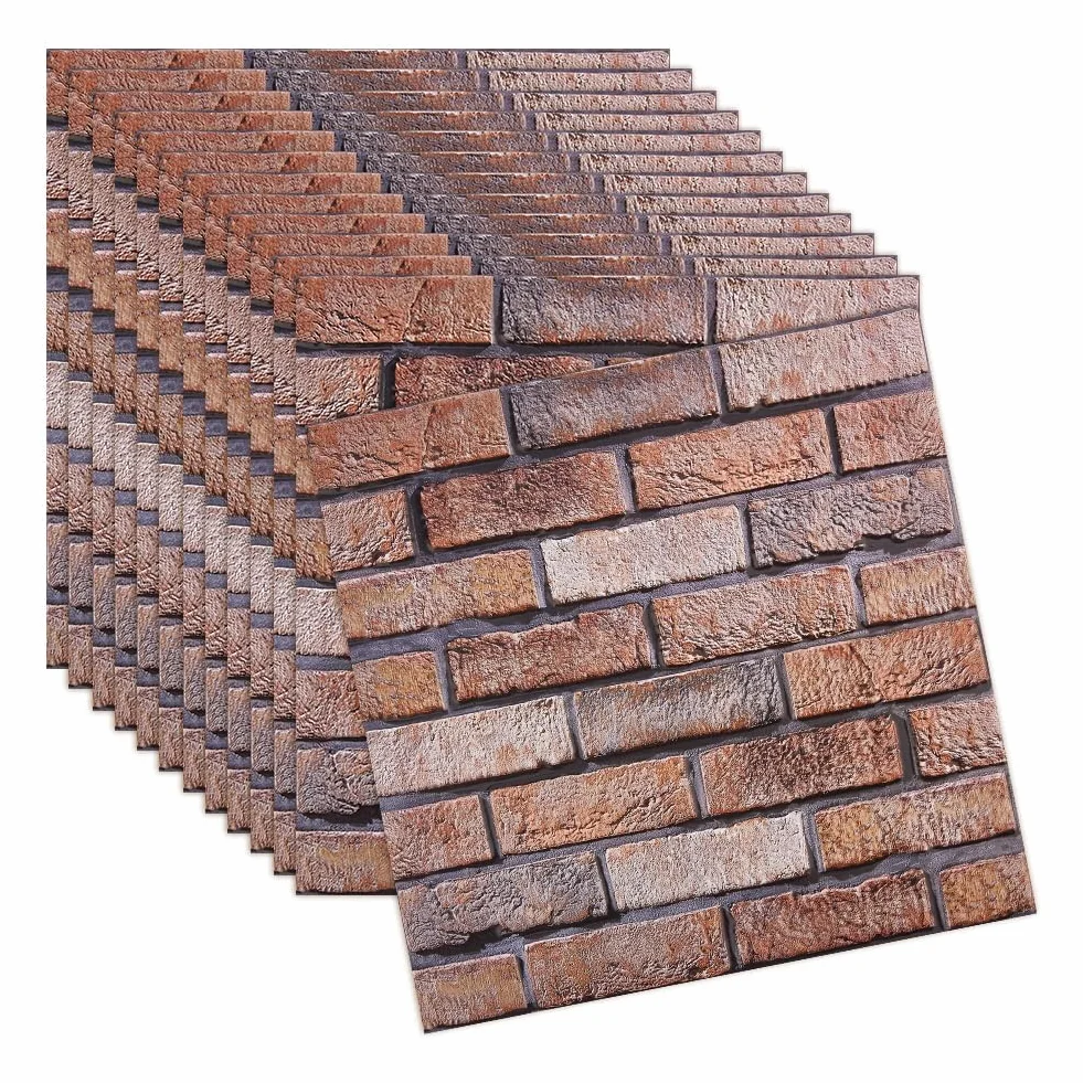 3D Paneles Decorativos, 30 x 30 cm Papel Pintado Autoadhesivo Efecto Ladrillo de Piedra, para Cocina, Dormitorio, Salón, Estudios de Grabación, Oficinas (40)