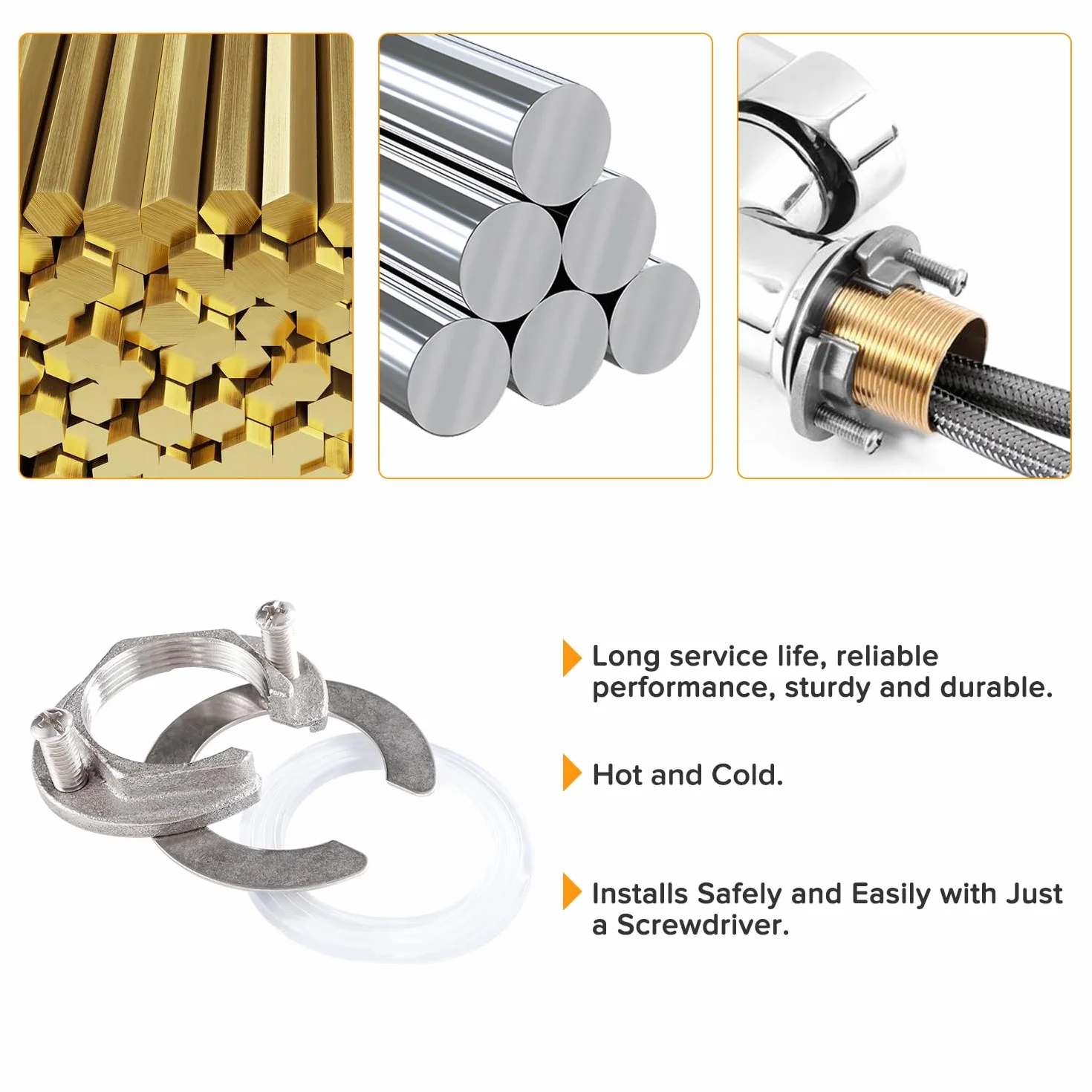 31mm Kit de Tuercas de Fijación de Grifo, Kit de Fijación de Grifo, para Grifos de Agua Caliente y Fría en Lavabos de Cocina y Baño, Acero Inoxidable