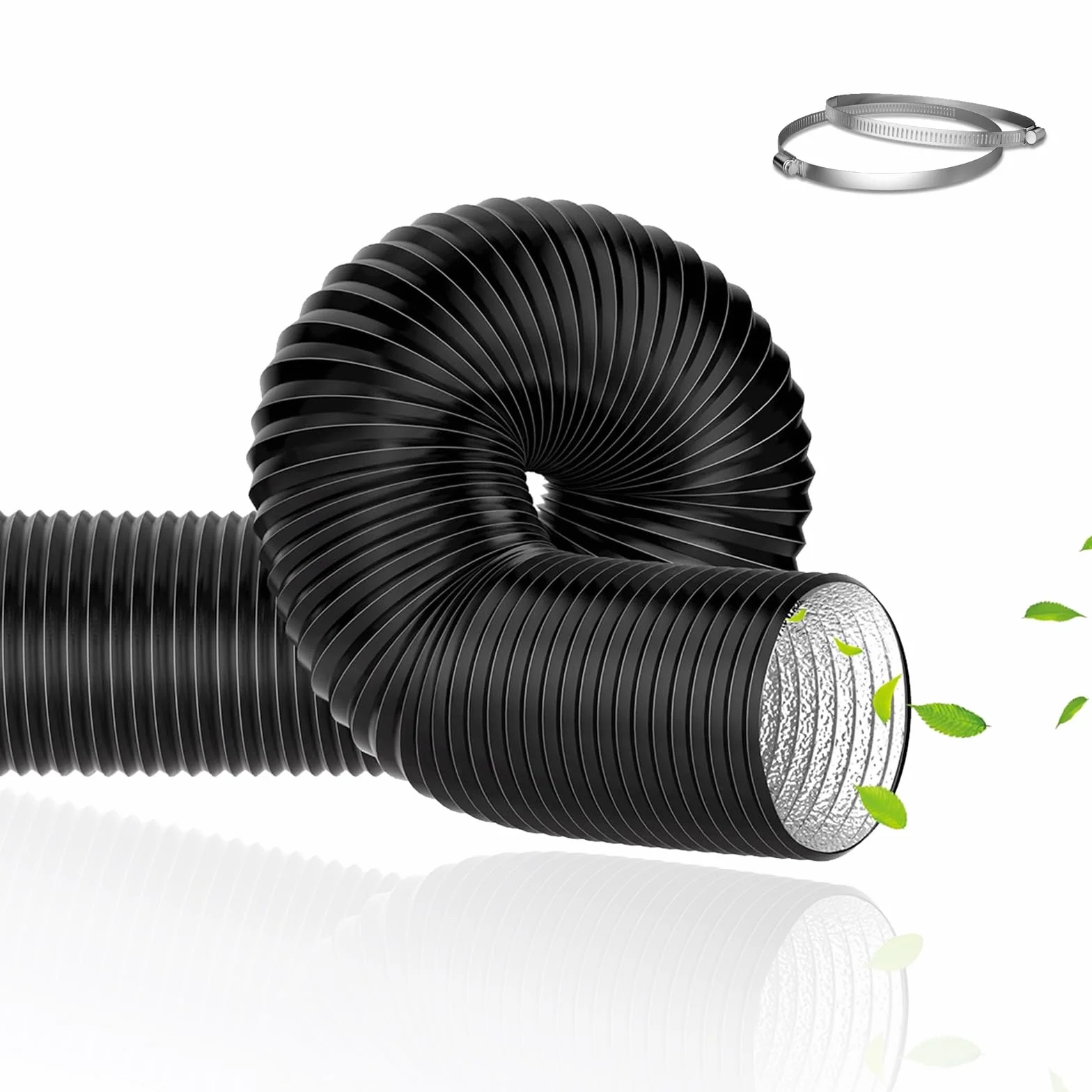 Tubo Aire Acondicionado Portatil, Flexible Manguera Ventilación 150 mm, 300 cm Manguera Escape Aluminio, PVC Conductos Ventilación para Extractores, Climatizadores, Secadoras, Campanas, Negro