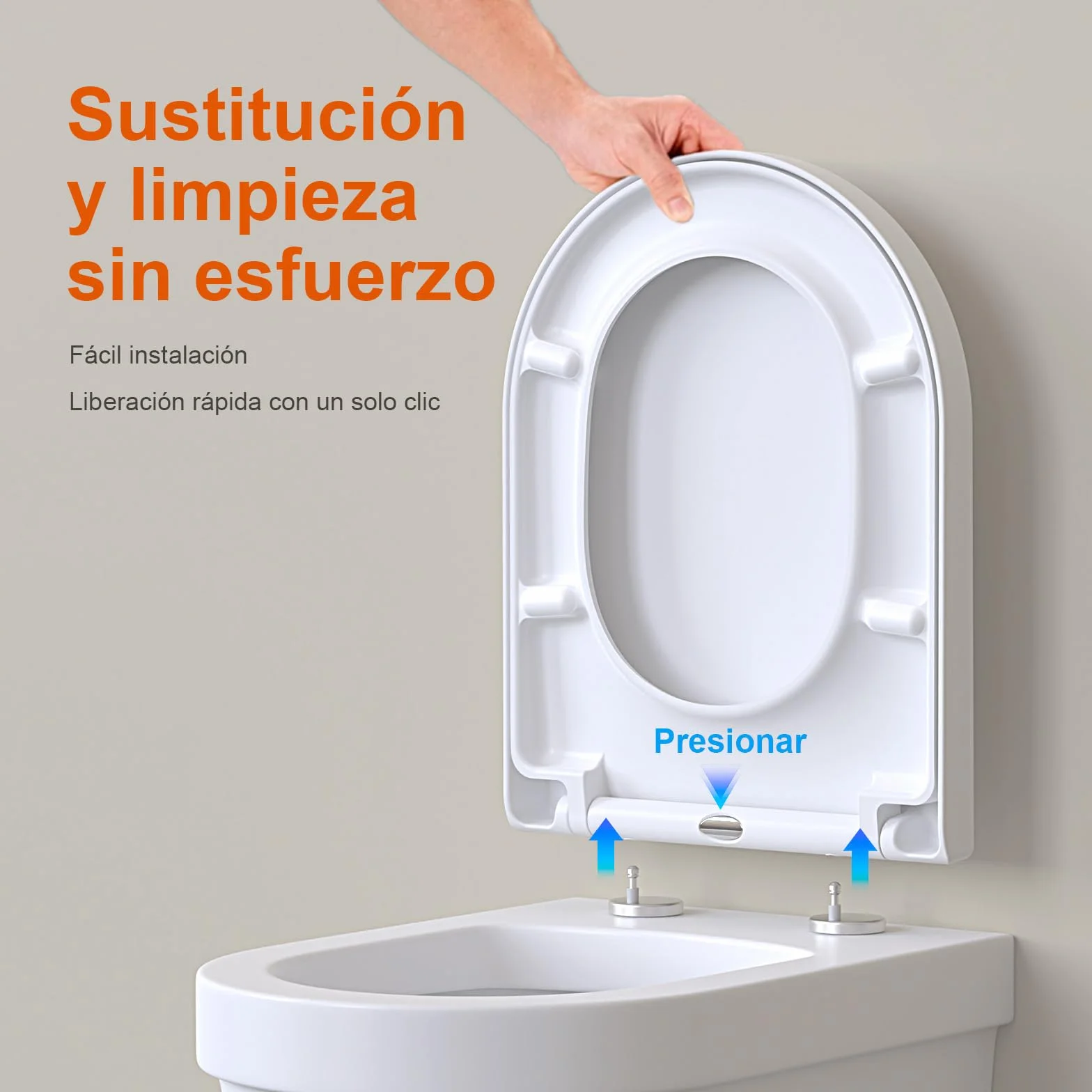 GRIFEMA Tapa WC Universal Premium UF Resin Efecto Cerámico Antibacteriana Cierre Suave Silencioso Liberación Rápida
