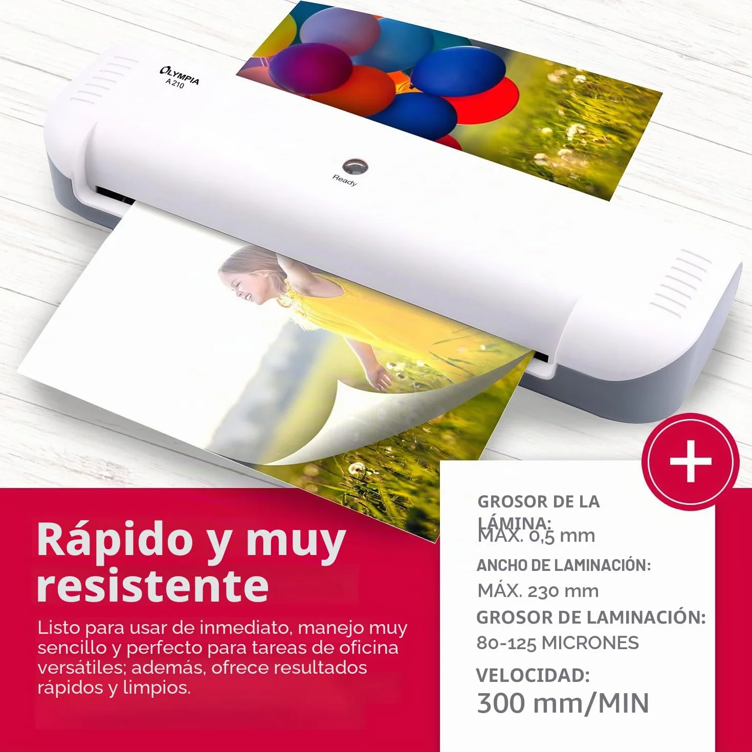 Olympia A210 Plastificadora 4 en 1 A4 | Juego de Laminación A4 | Laminadora | Calefacción Rápida | Laminadora, Cortadora de Papel y Redondeadora de Esquinas | Ideal para Oficina, Escuela y Hogar |