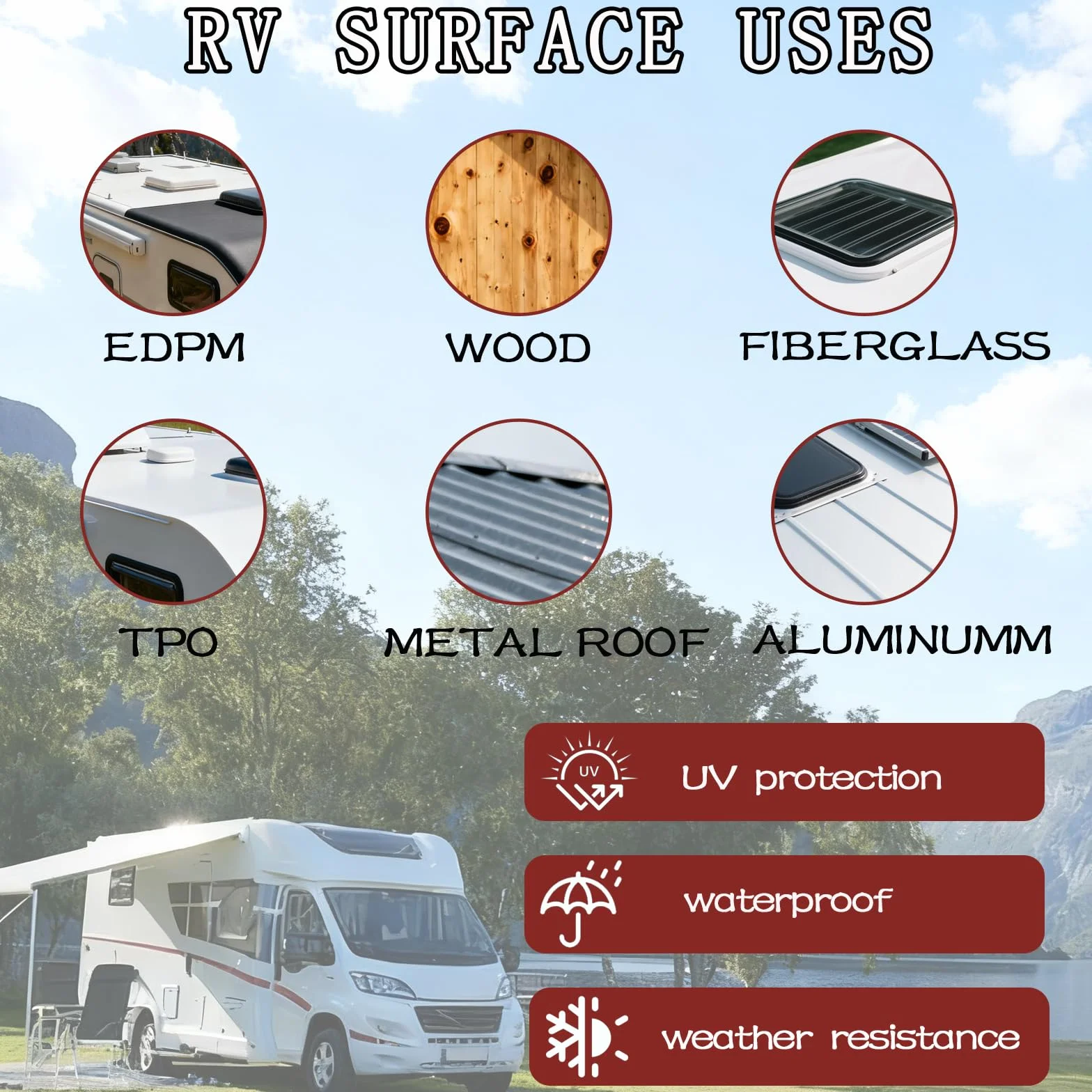 0,5Gal/64FL.oz Blanco Sellador Impermeable,sellado impermeable para techo de autocaravanas,sellador reflectante solar,revestimiento de reparación de goma flexible para remolques | Sellador de techo impermeable con cremallera