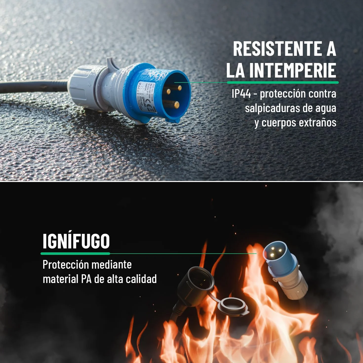 greate set de adaptadores - enchufe Schuko a conector CEE y conector CEE a enchufe - adaptadores de conector 230V con protección IP44