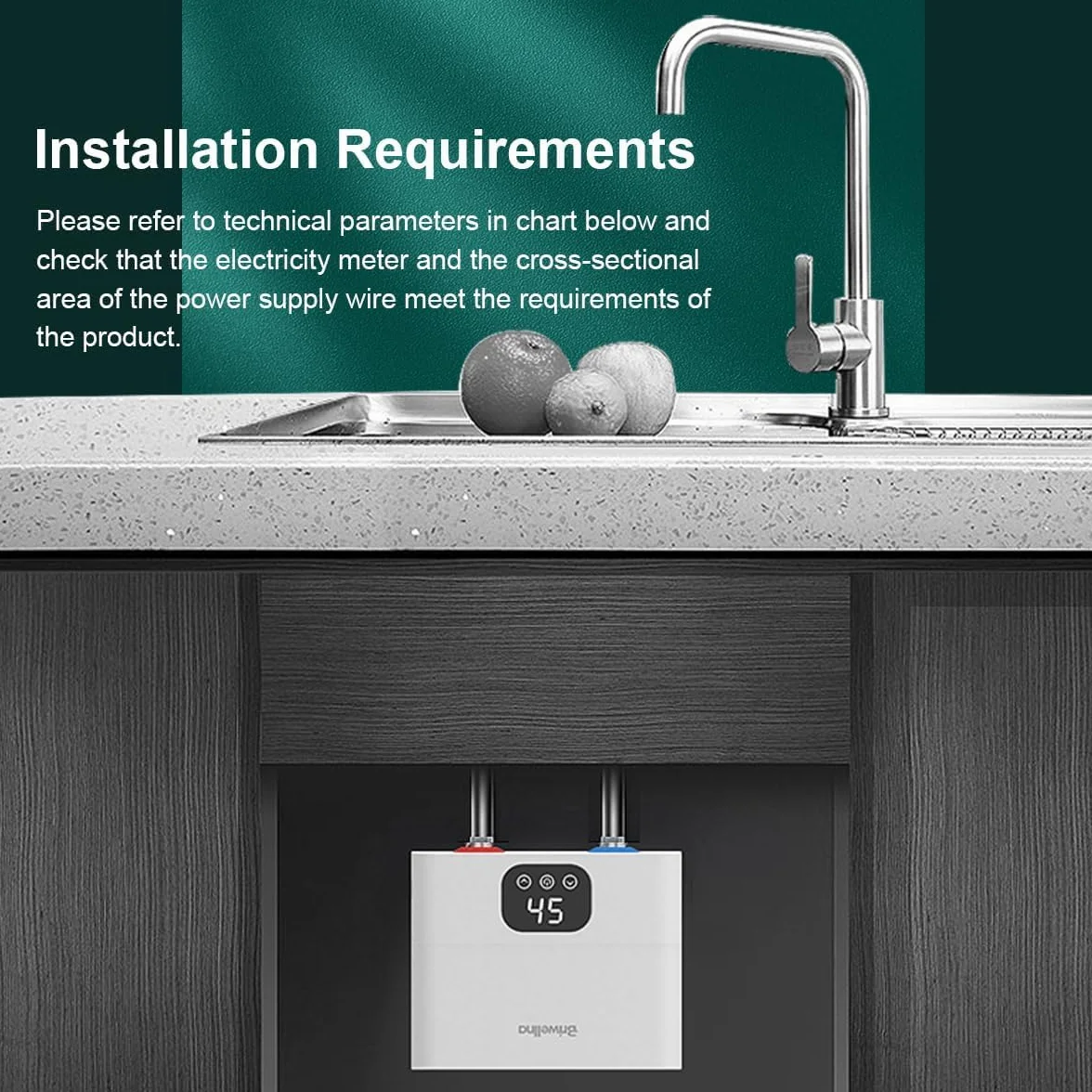 220V Calentador Agua Instantaneo Eléctricos,5500w Termo Eléctricos con Indicador LED de Temperatura,Sin tapón, Resistente a La Presión, Apto Para Lavabos, Cocinas, Fregaderos