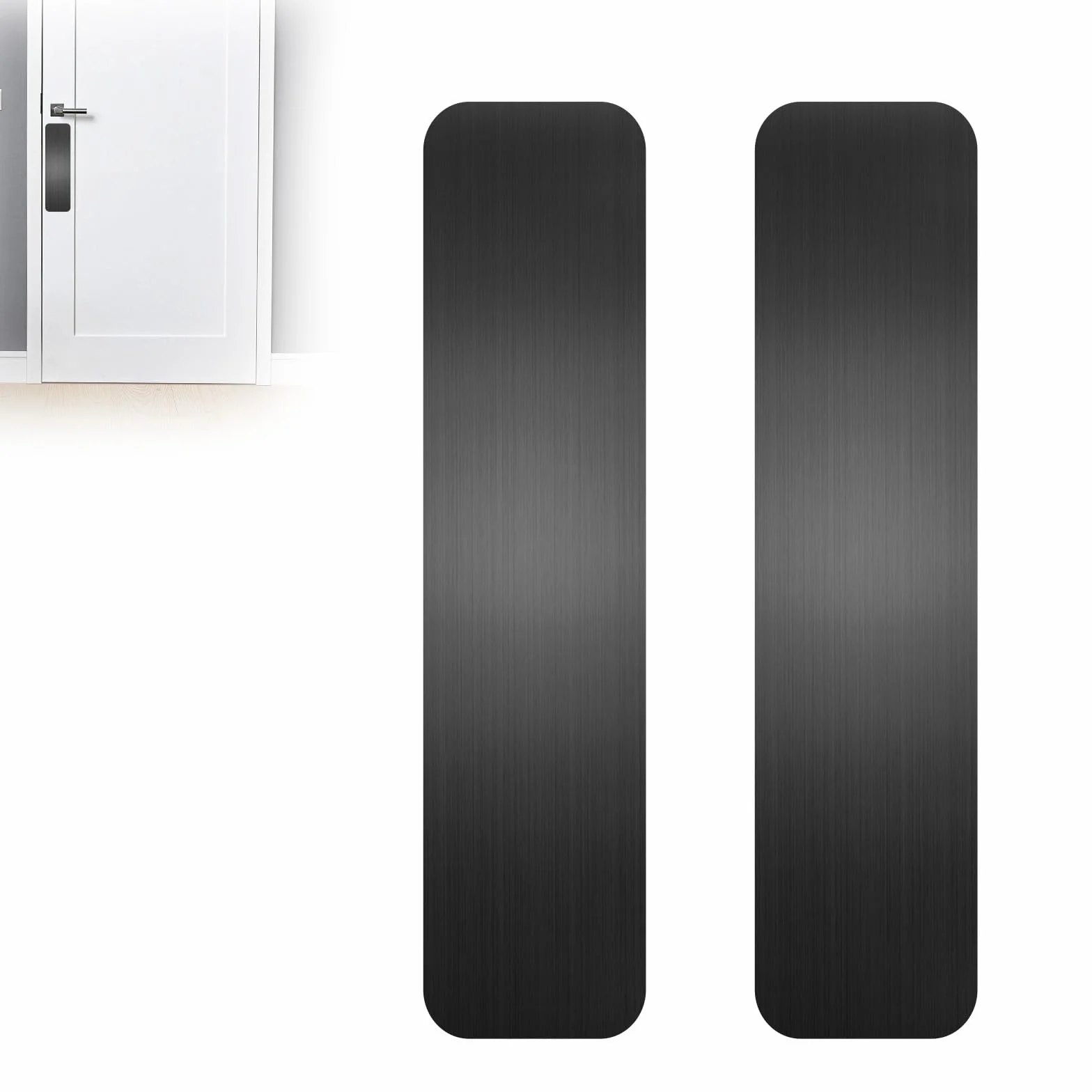 2 Placas Protectoras De Arañazos Perro Acero Inoxidable, Placa Autoadhesiva Pulgadas Para Puertas, Protección Antiarañazos Interior Y Exterior, Empuje Negra Cepillada, 4 X 16