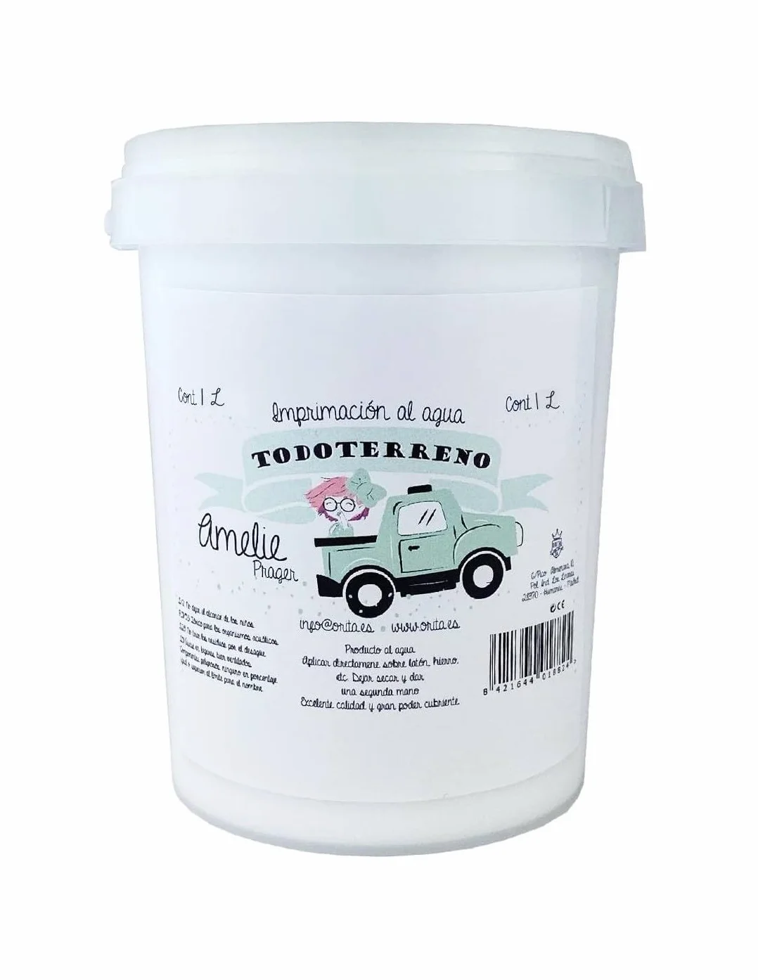 Amelie Prager 811407 Imprimación Todoterreno para madera, metal, cristal y superficies dificiles, Blanco, 1 Litro - IberNorma