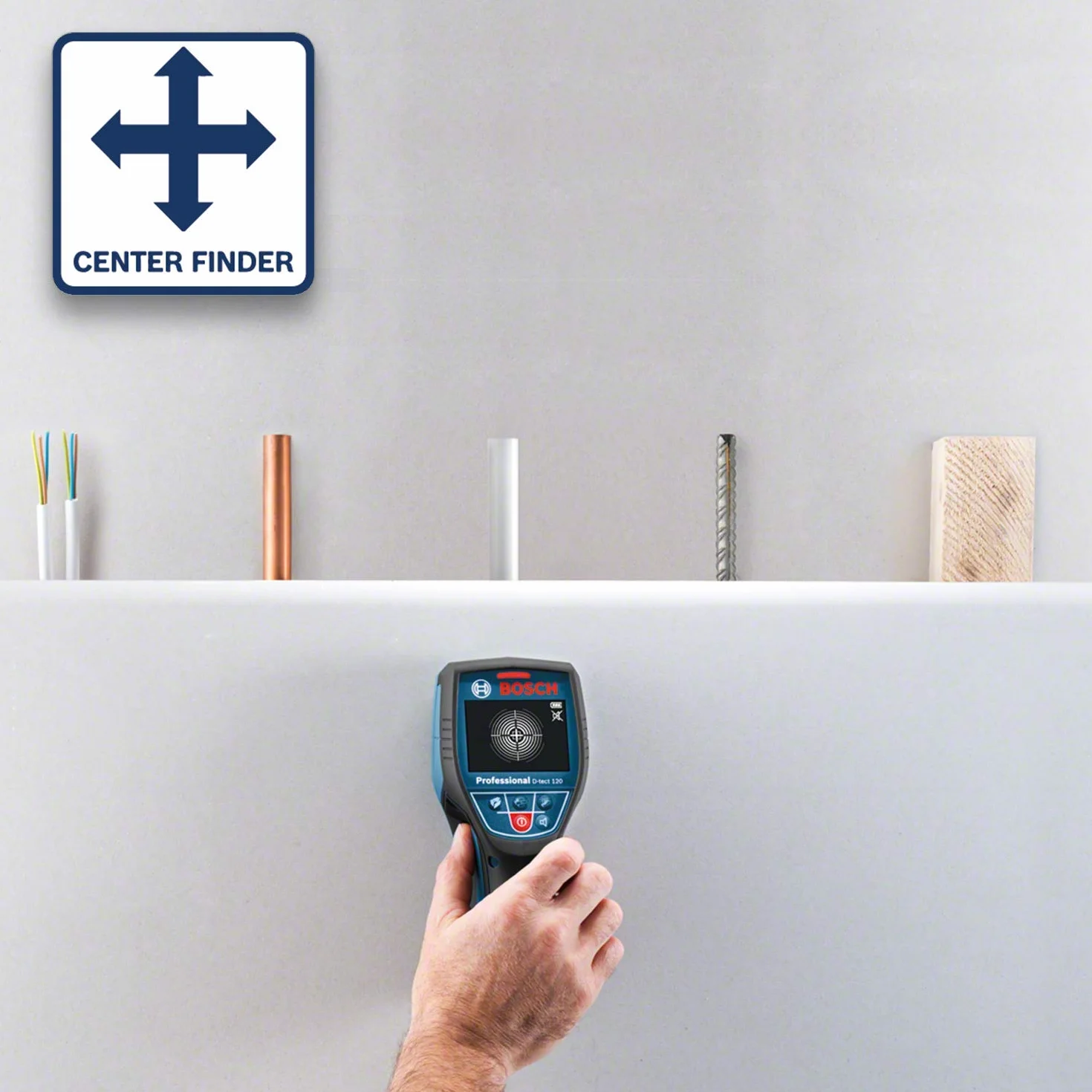 Bosch Professional Detector de Pared D-tect 120 (4 baterías AA x 1,5 V, Profundidad máx. 120 mm, Bolsa Protectora), Blue