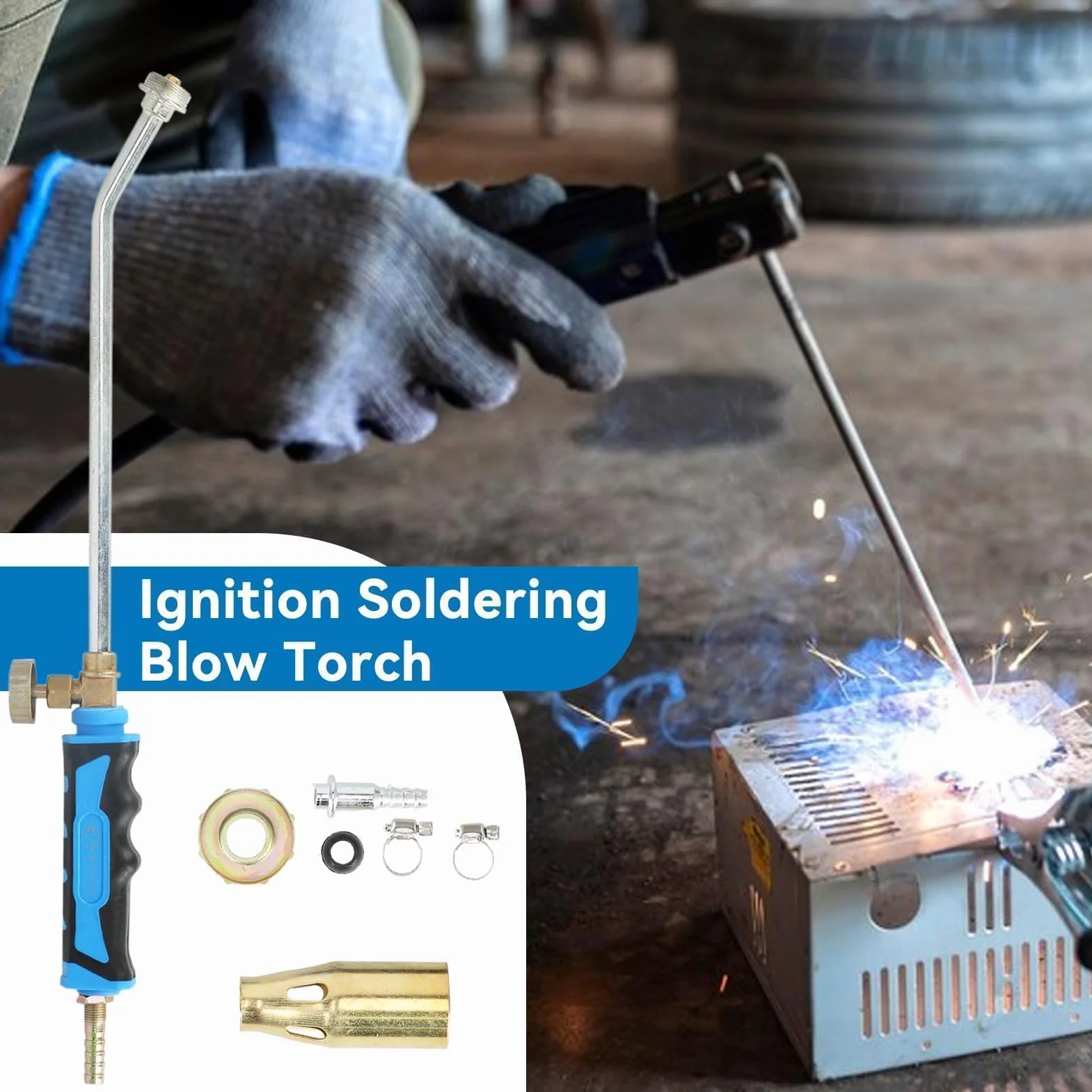 Agatige Cabezal De Antorcha De Soldadura, Pistola De Calentamiento De Soldadura Industrial, Antorcha De Soplete De Soldadura De Encendido, Llama Ajustable para Gas Doméstico (Double Switch)