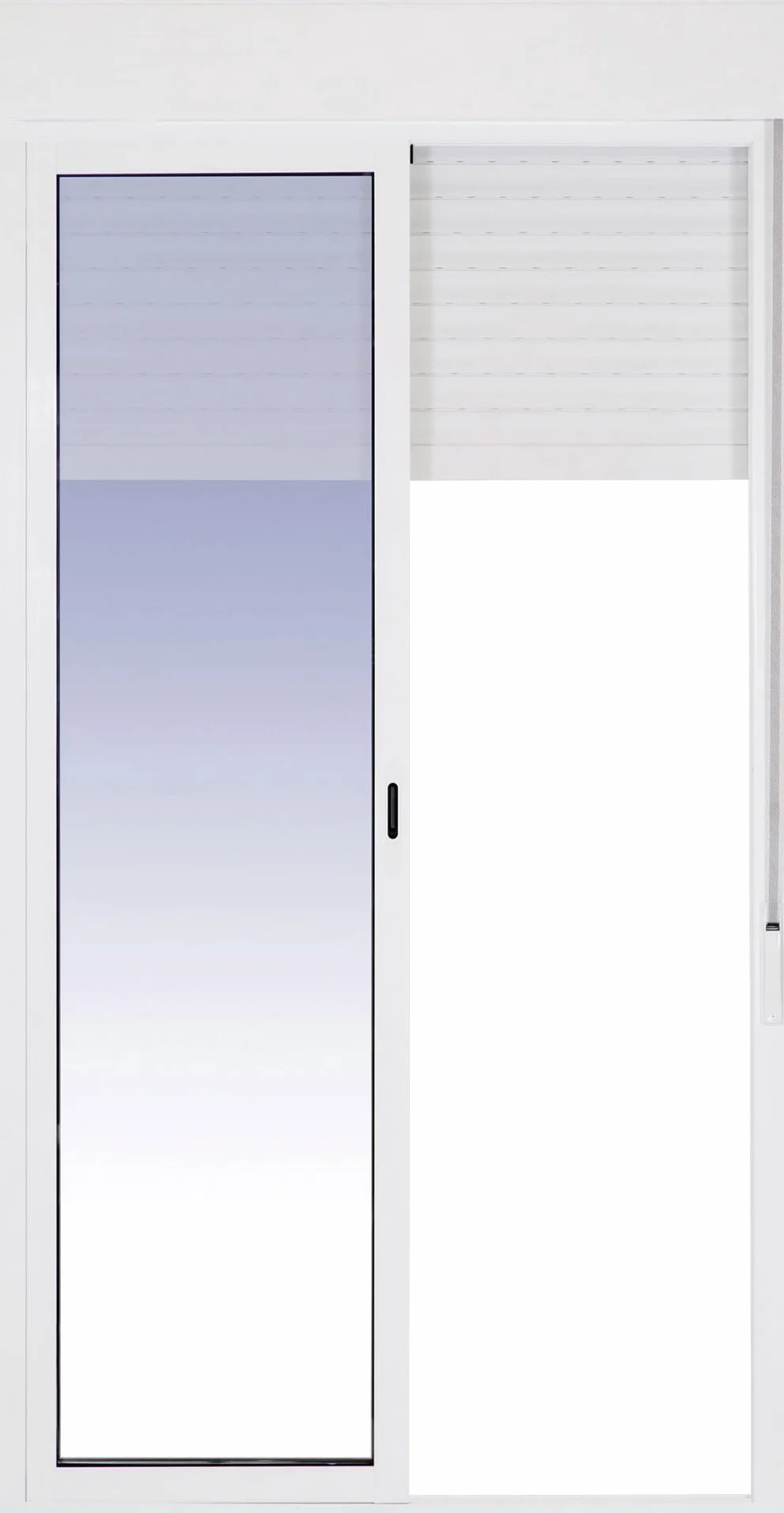Ventanastock Balconera Aluminio Corredera Con Persiana (PVC) 1400×2185 2 hojas (marco y cajón persiana en kit)