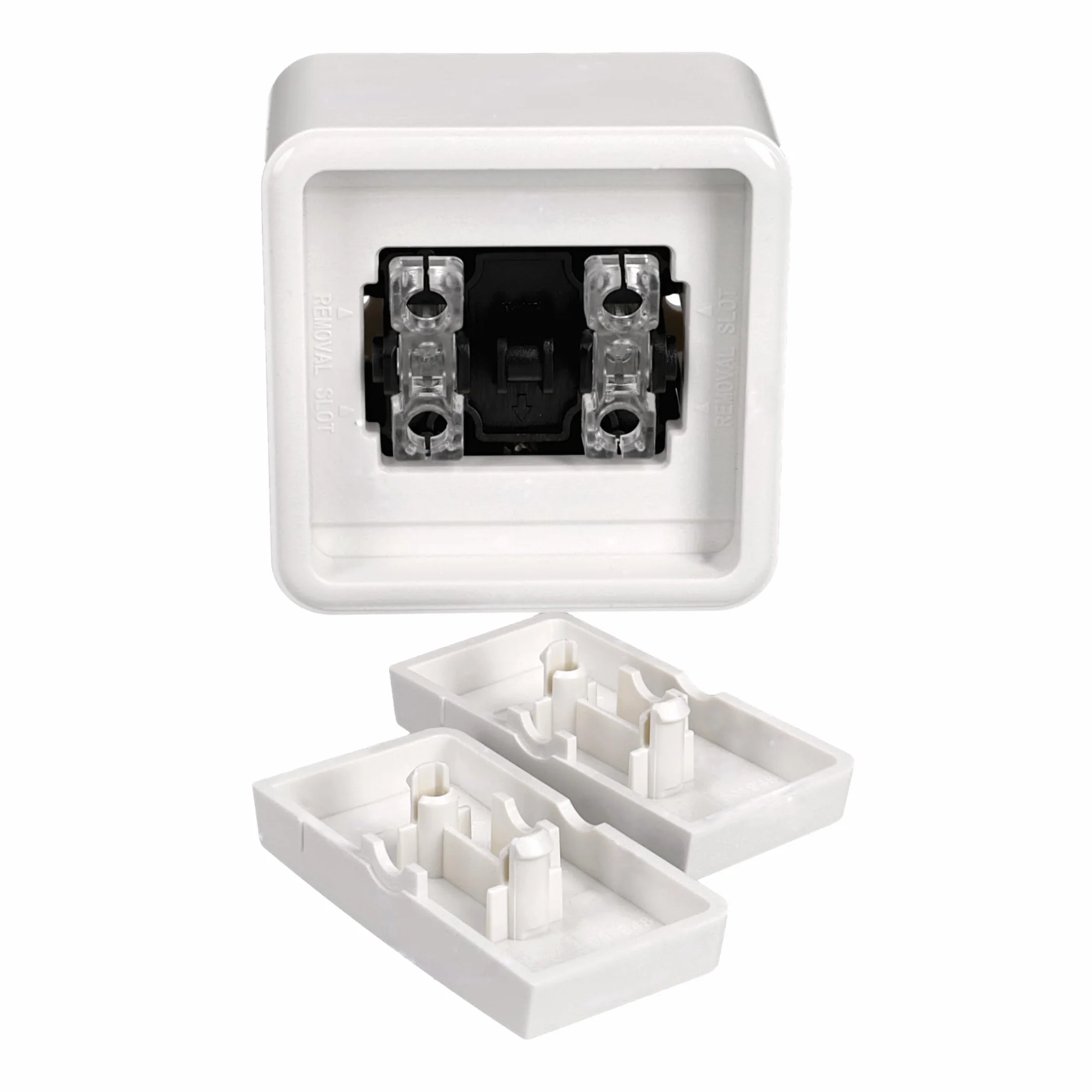 Mecanismo Superficie Policarbonato Blanco 10A 250V Doble Interruptor