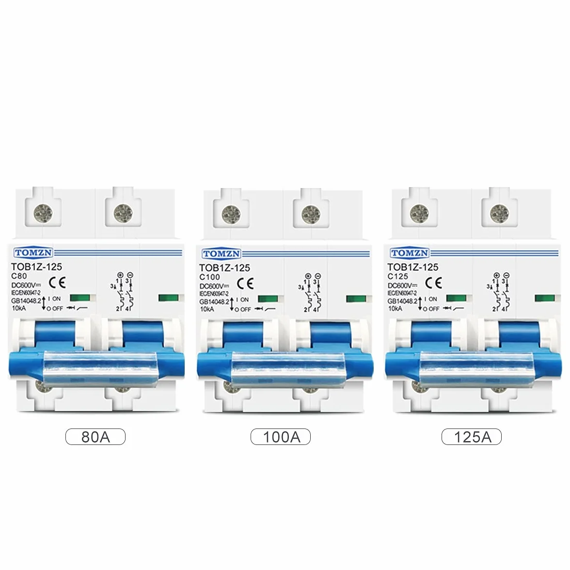 Disyuntor 2P 80A 100A 125A DC MCB 600V Cortacircuitos 554 (Rated Current : 100A)