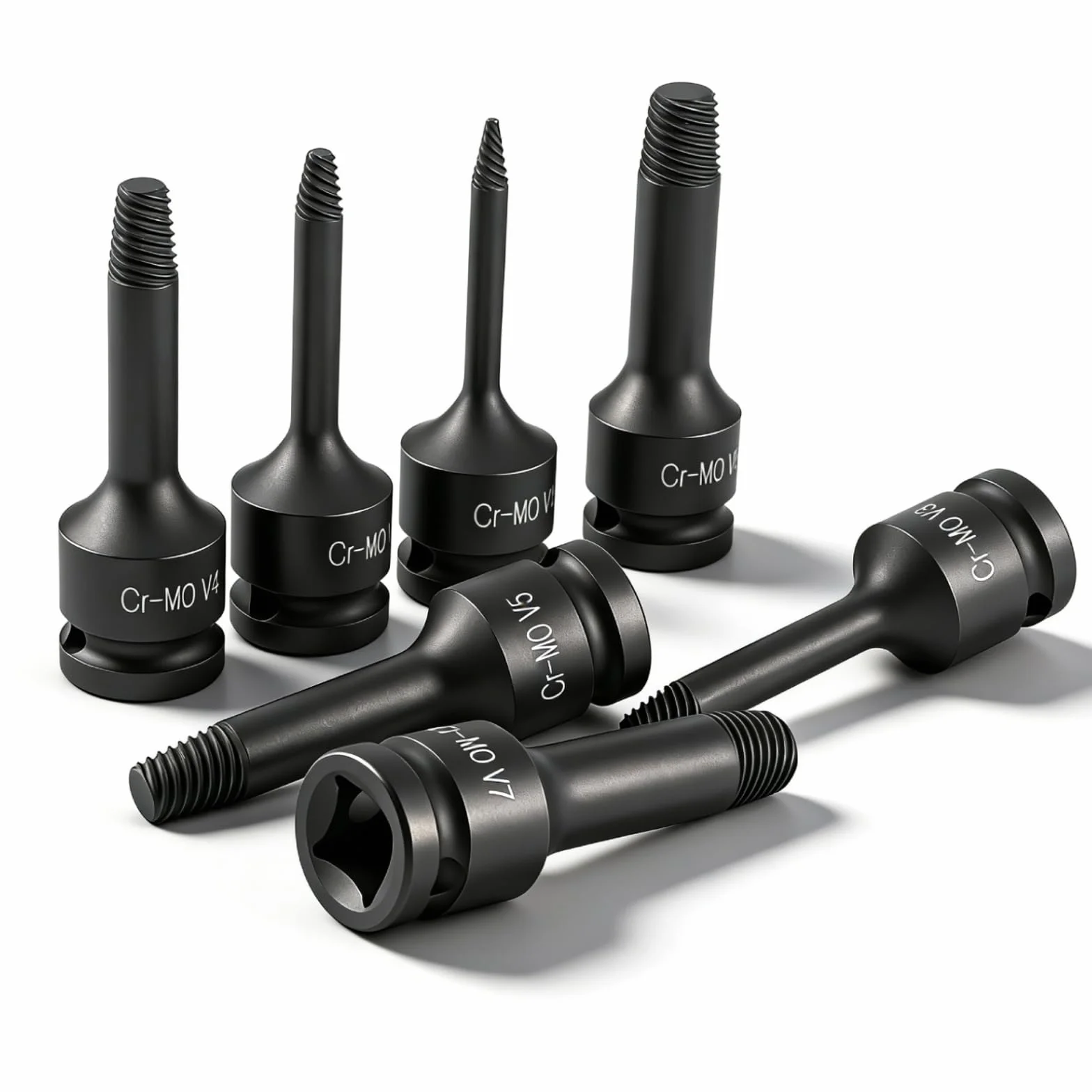 Kit extractor de roscas dañadas 7 unids/set 1/2 pulg. 12,5 mm Cabeza cuadrada Extractor de pernos dañados Deslizamiento de rosca Perno roto Herramienta de extracción fácil