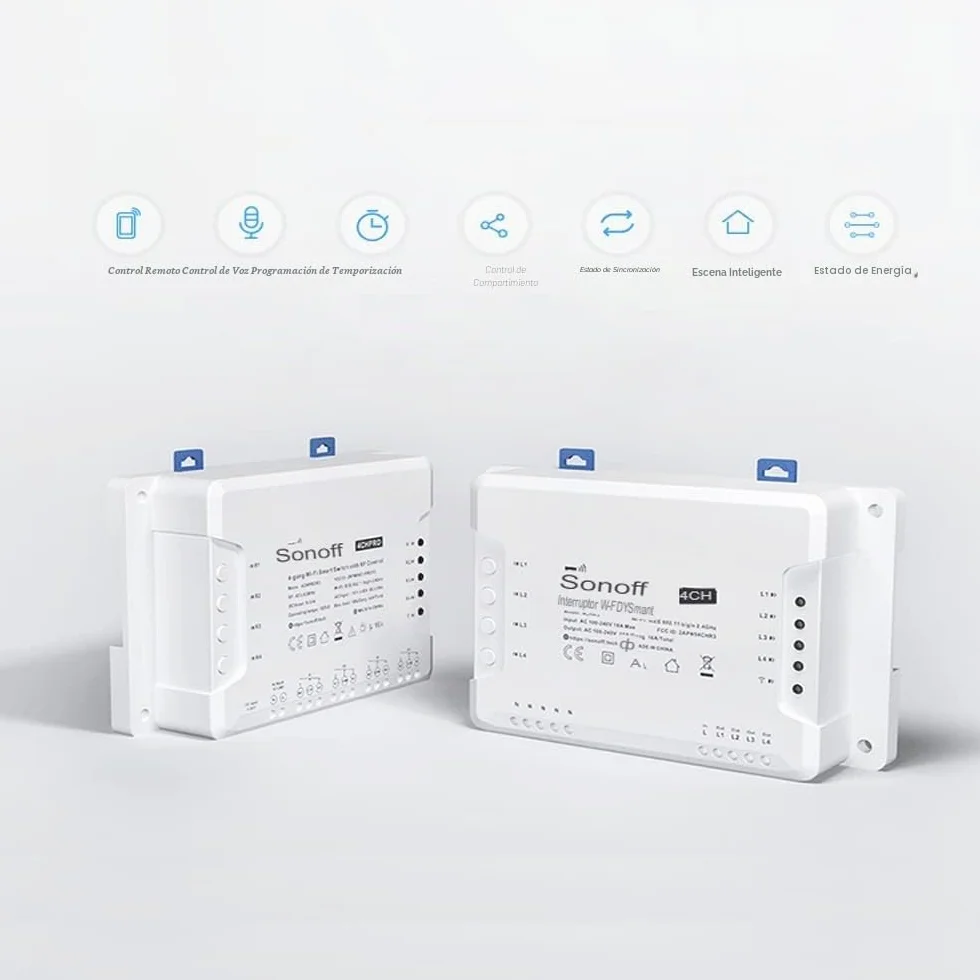 Interruptor conectado WiFi y 433 Mhz de 4 canales - Sonoff