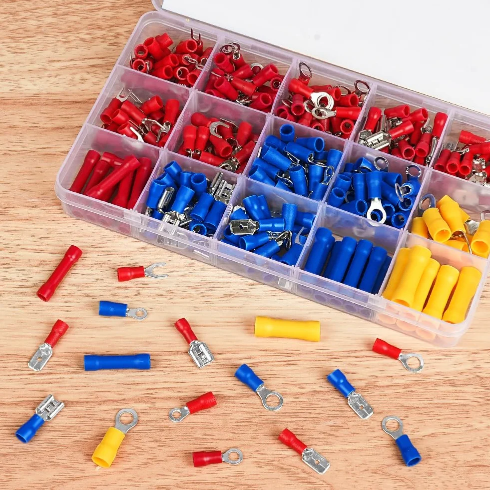Terminales Eléctricos 300 Piezas 18 Tipos 0.5-16 mm² Aislados Caja Engarzar