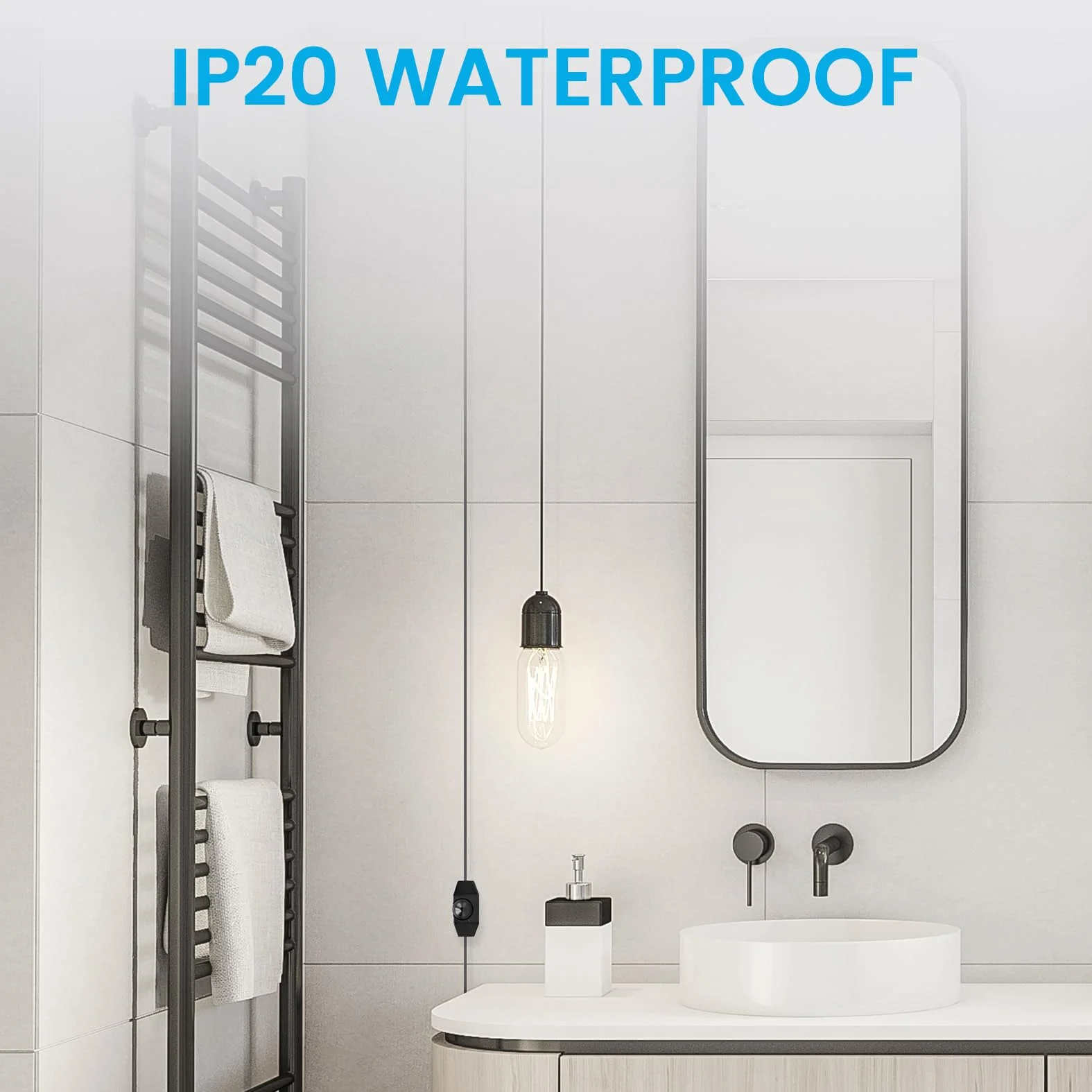 KSIBNW Regulador Intensidad LED con Interruptor, 2M Dimmer Regulador de Intensidad 220-240V Sin Niveles EURO Enchufe Cable de Alimentación Extensión Rotativo Interruptor Silencioso para Lámparas LED