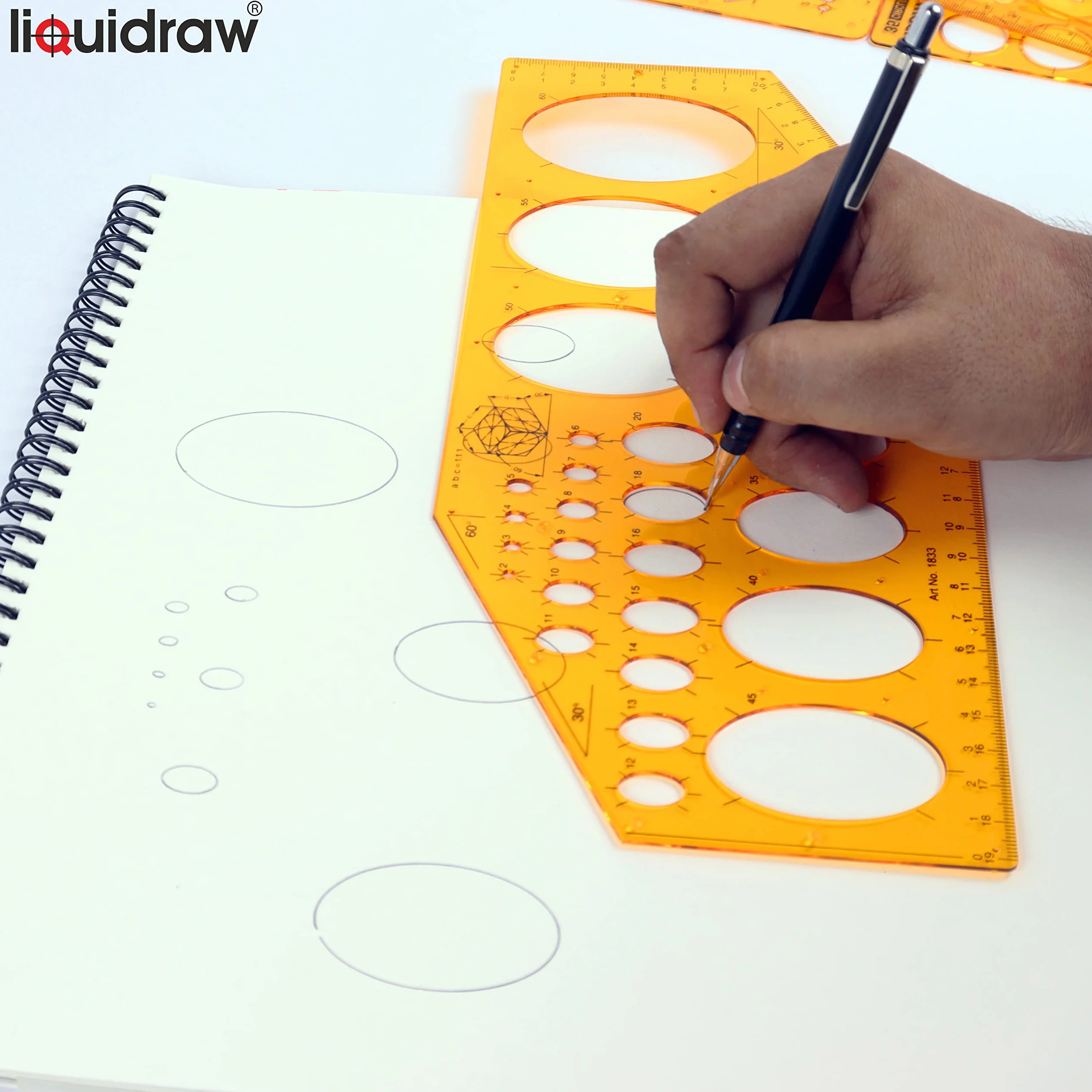 Liquidraw Plantilla de Geometría Círculo Elipse Triángulo Hexágono Cuadrado Reglas Dibujo Técnico Arquitectura Ingeniería 27 Formas